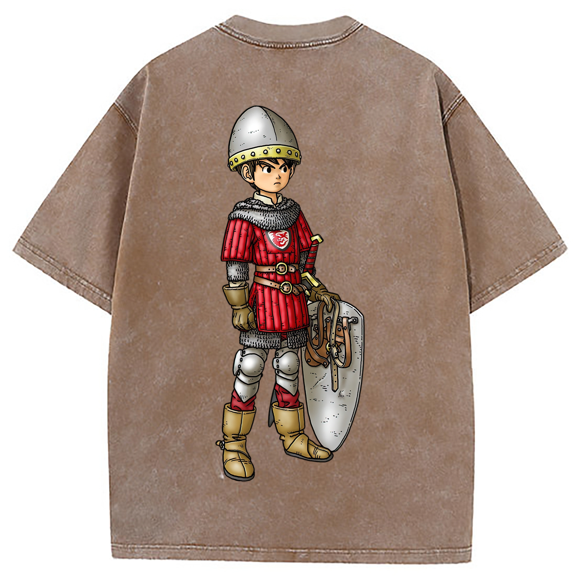（画像用） ドラゴンクエスト Doragon Kuesuto Dragon Quest 綿100% ヴィンテージ風 半袖Tシャツ（背面プリント）