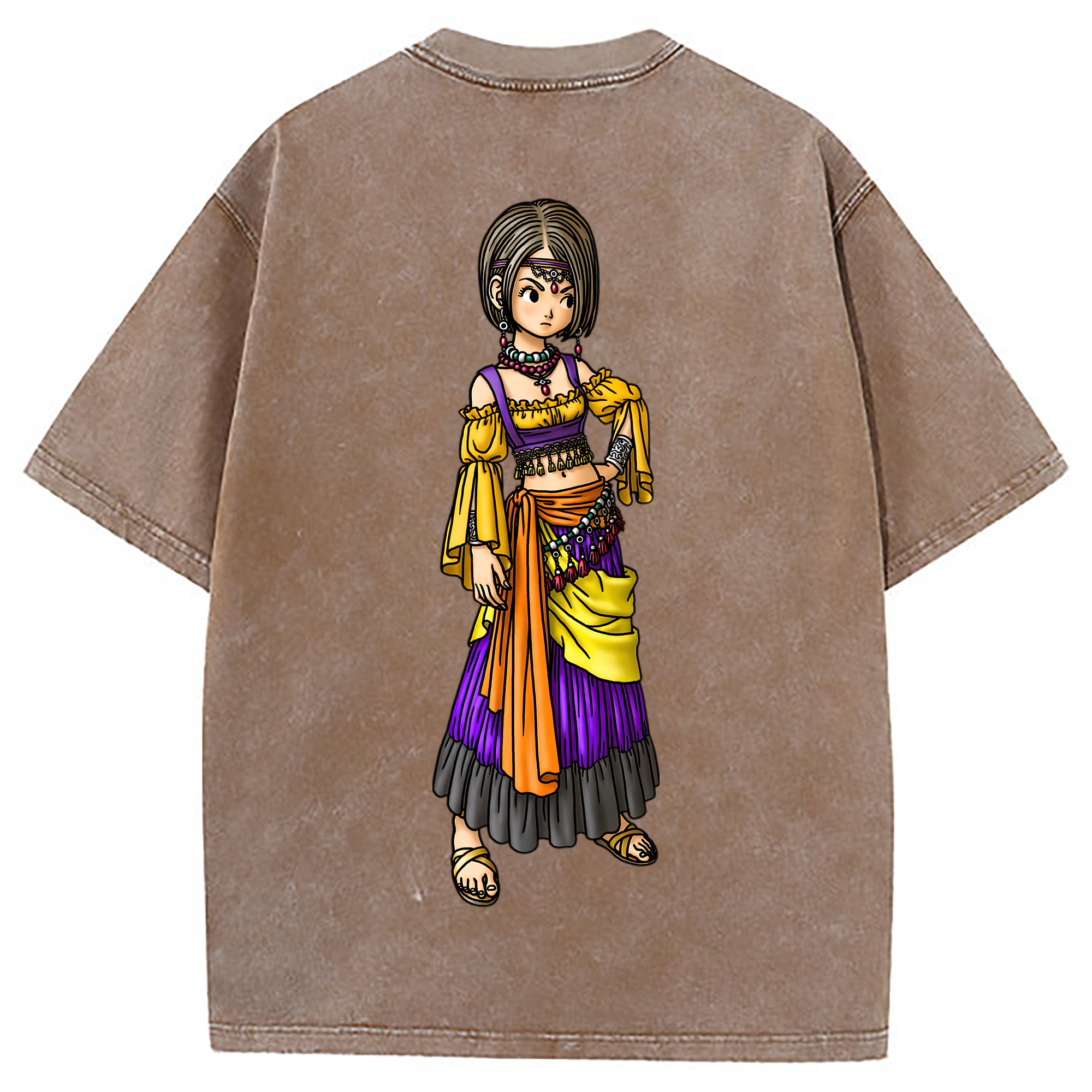 （画像用） ドラゴンクエスト Doragon Kuesuto Dragon Quest 綿100% ヴィンテージ風 半袖Tシャツ（背面プリント）