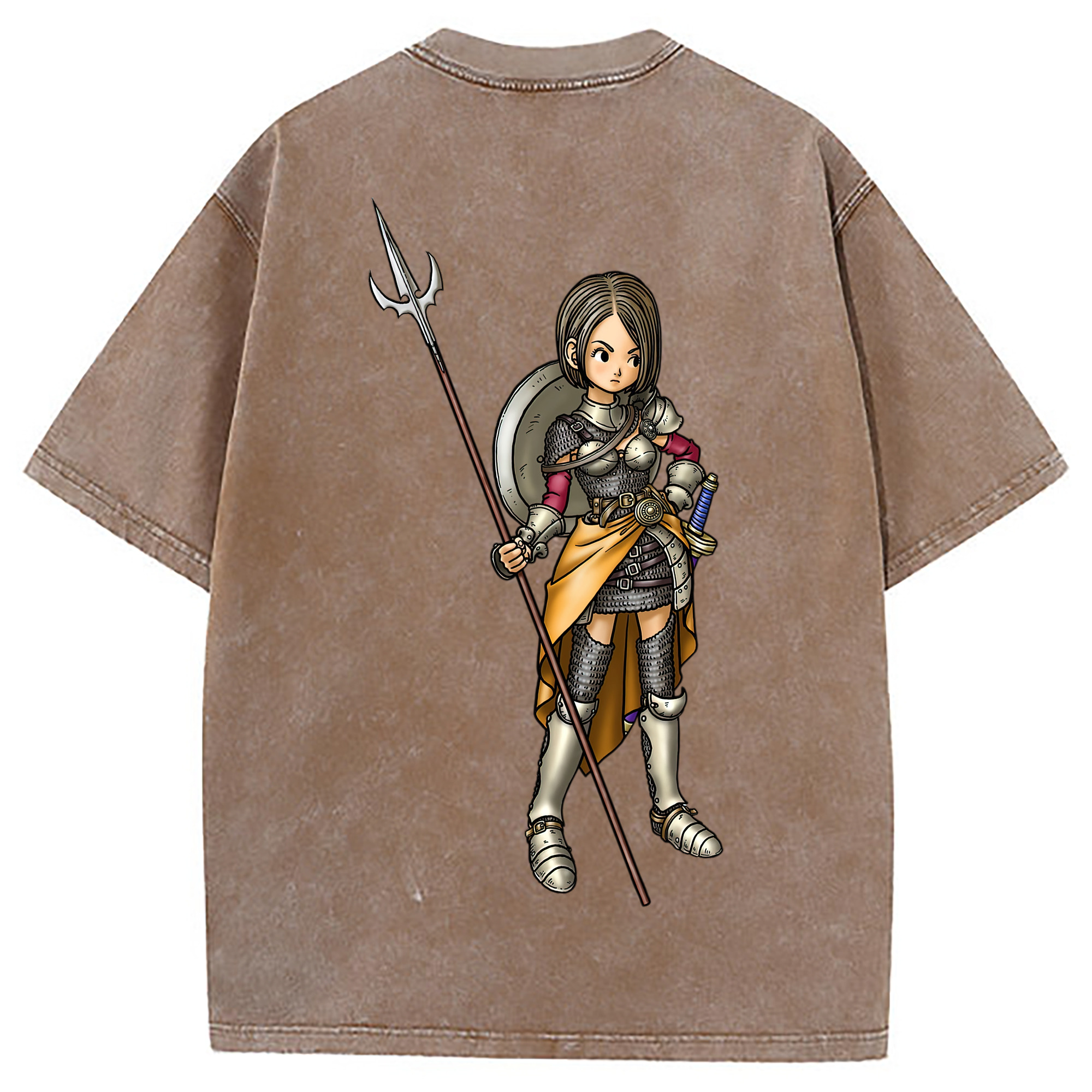 （画像用） ドラゴンクエスト Doragon Kuesuto Dragon Quest 綿100% ヴィンテージ風 半袖Tシャツ（背面プリント）