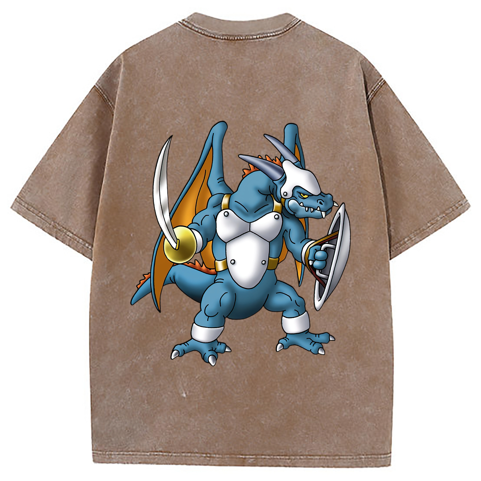 （画像用） ドラゴンクエスト Doragon Kuesuto Dragon Quest 綿100% ヴィンテージ風 半袖Tシャツ（背面プリント）