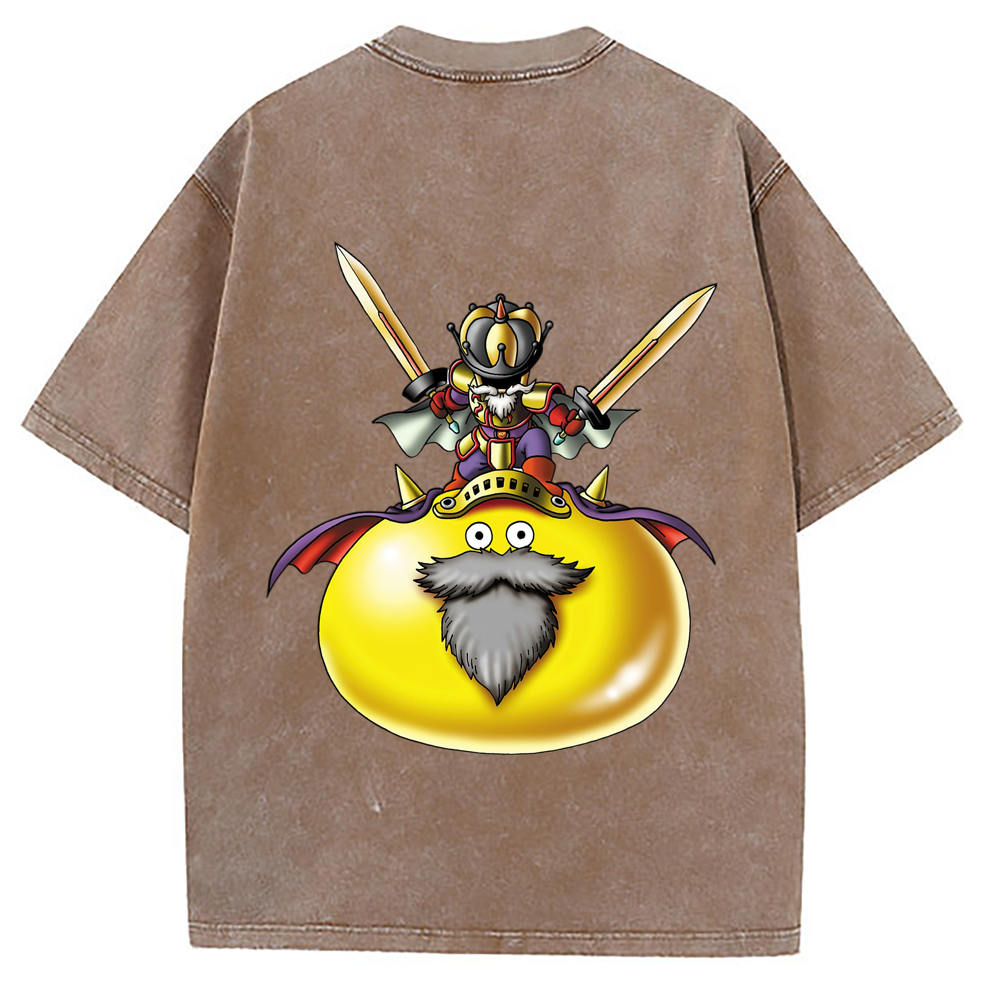（画像用） ドラゴンクエスト Doragon Kuesuto Dragon Quest 綿100% ヴィンテージ風 半袖Tシャツ（背面プリント）