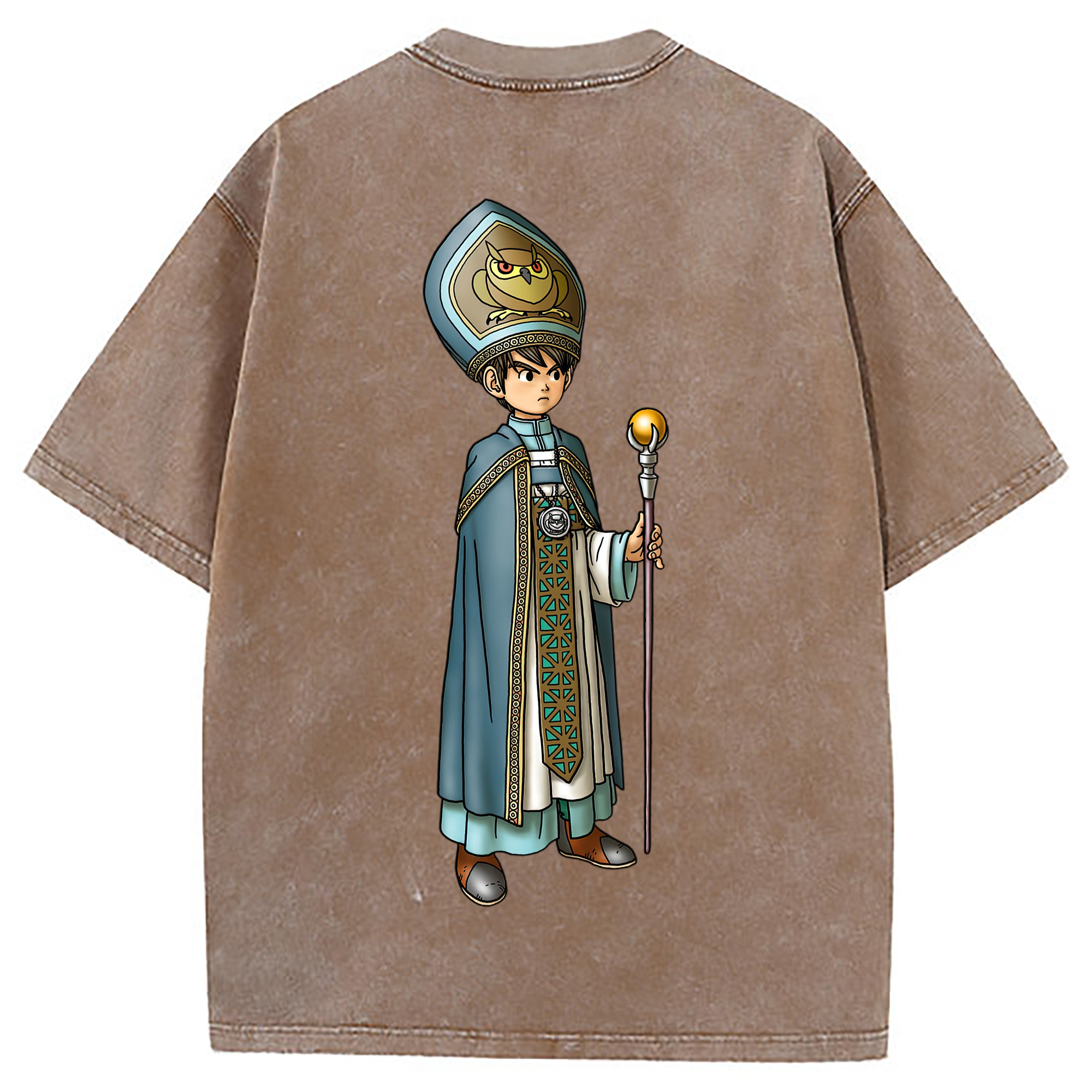 （画像用） ドラゴンクエスト Doragon Kuesuto Dragon Quest 綿100% ヴィンテージ風 半袖Tシャツ（背面プリント）