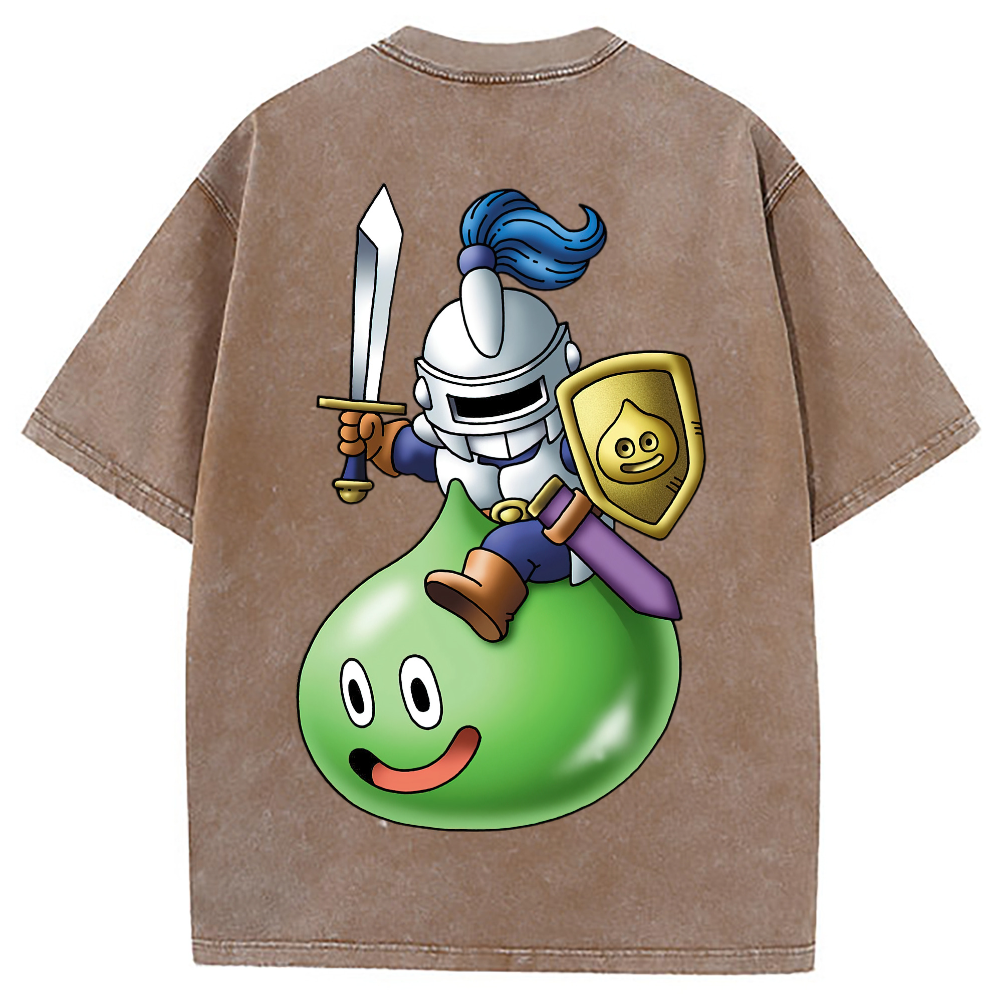 （画像用） ドラゴンクエスト Doragon Kuesuto Dragon Quest 綿100% ヴィンテージ風 半袖Tシャツ（背面プリント）