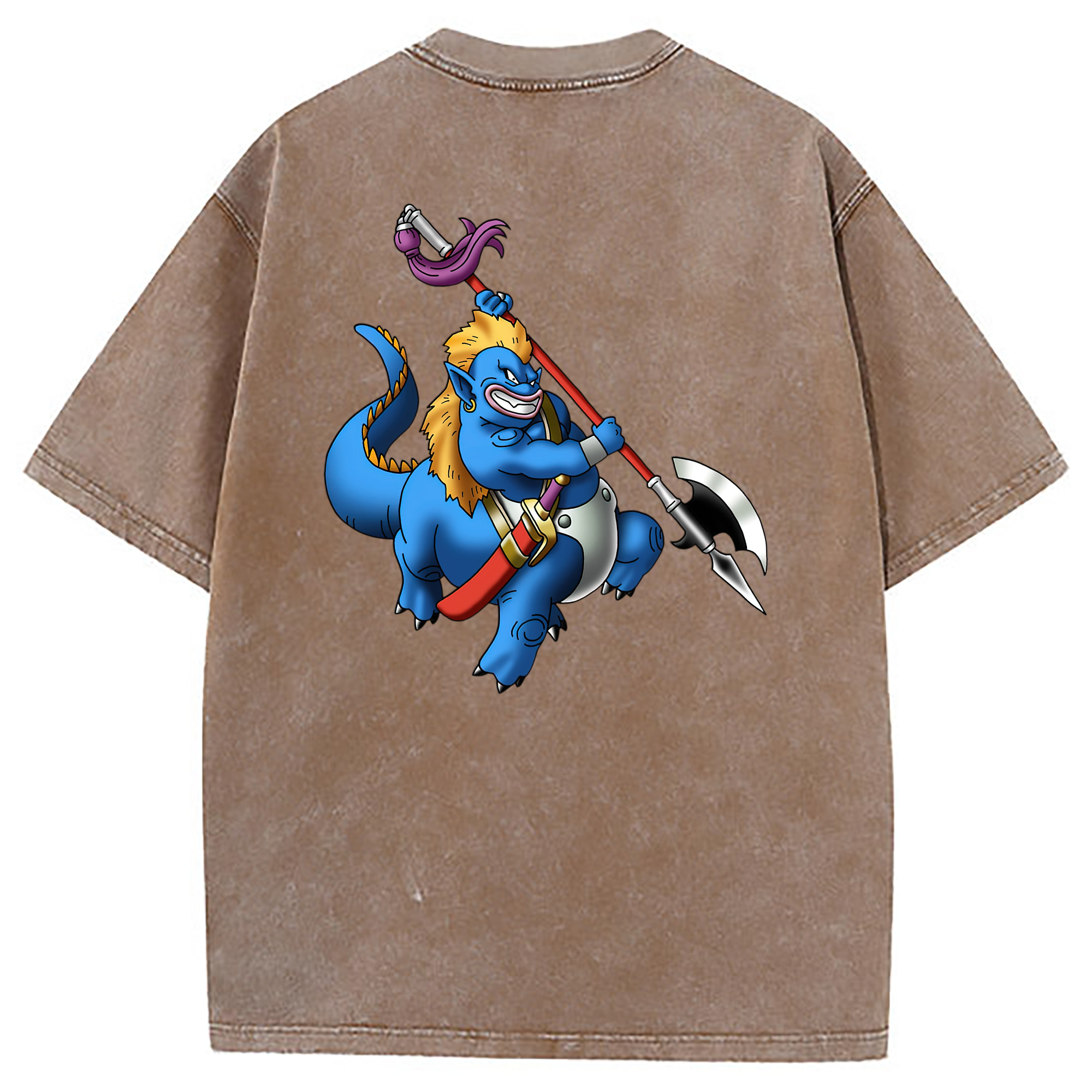 （画像用） ドラゴンクエスト Doragon Kuesuto Dragon Quest 綿100% ヴィンテージ風 半袖Tシャツ（背面プリント）