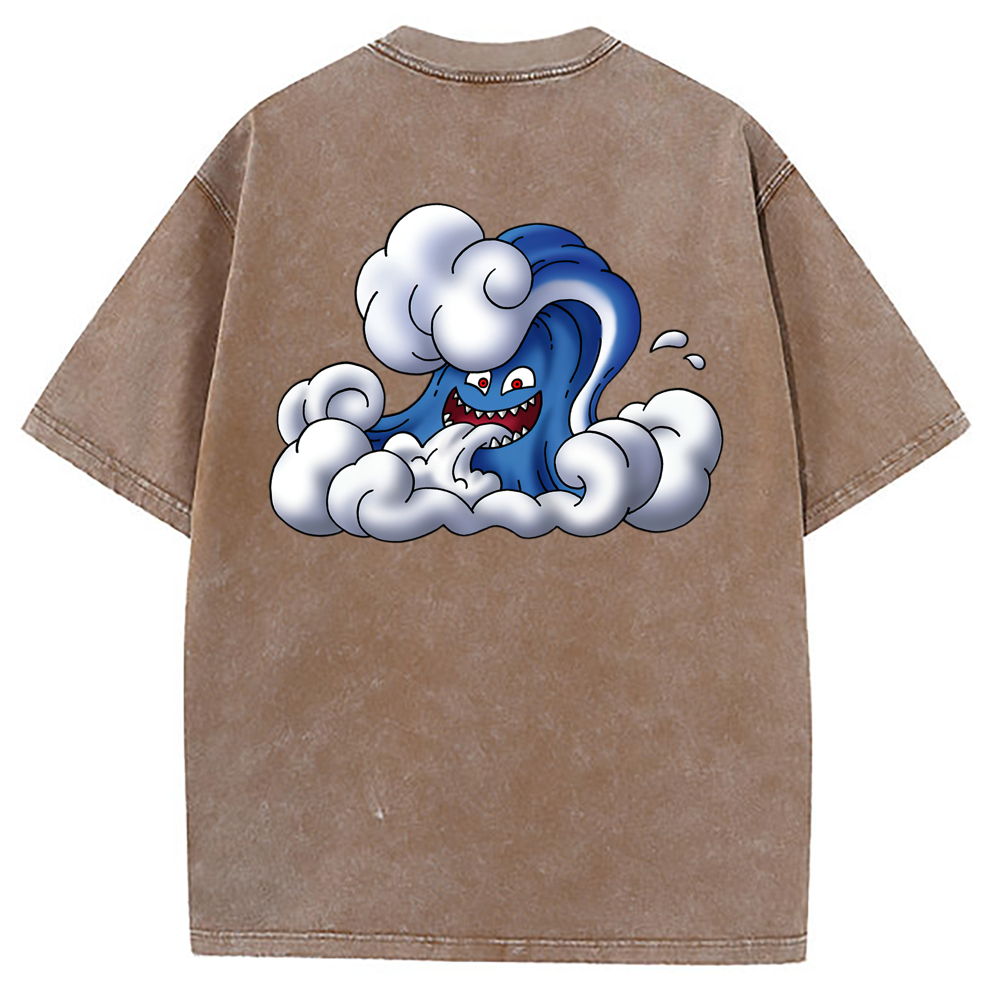 （画像用） ドラゴンクエスト Doragon Kuesuto Dragon Quest 綿100% ヴィンテージ風 半袖Tシャツ（背面プリント）