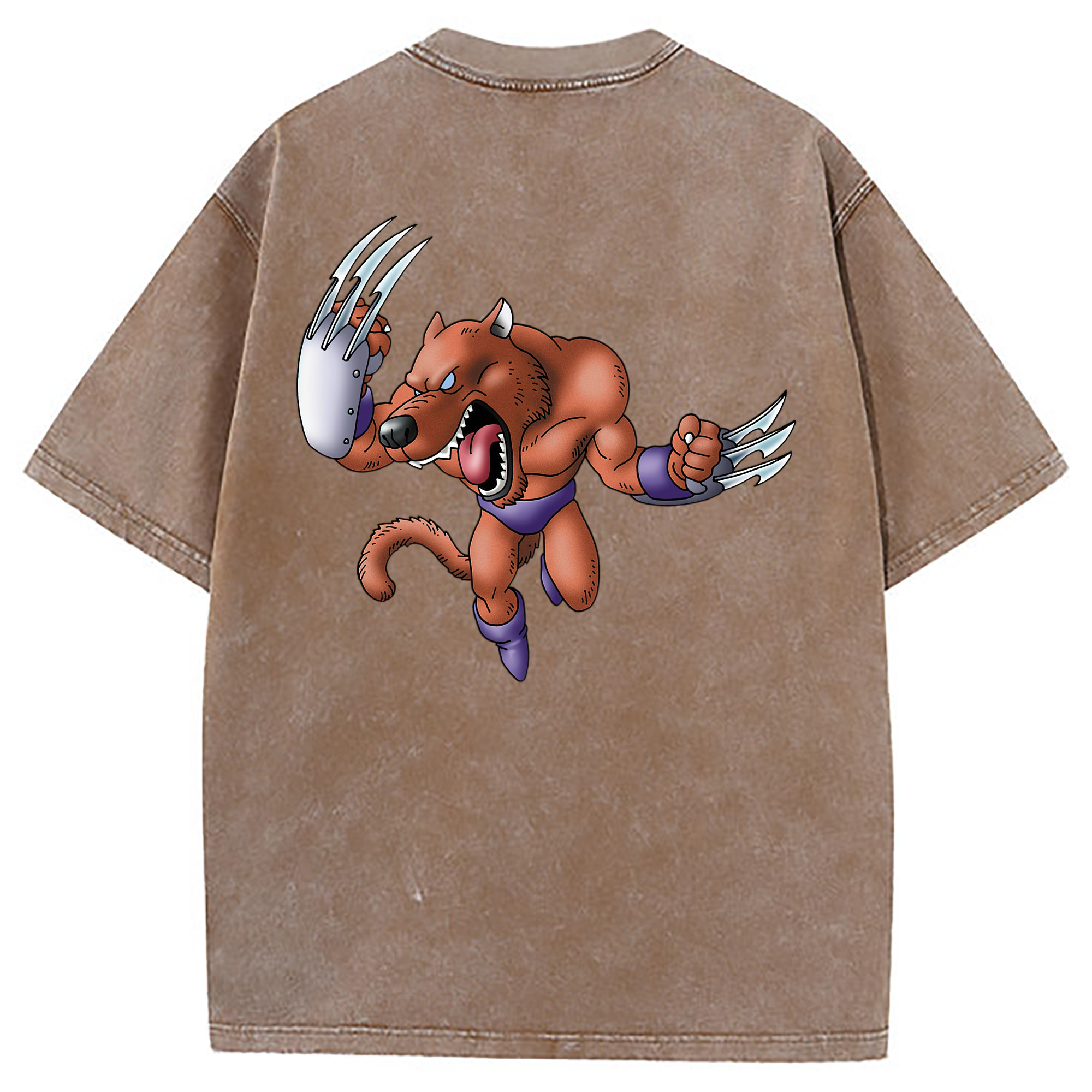 （画像用） ドラゴンクエスト Doragon Kuesuto Dragon Quest 綿100% ヴィンテージ風 半袖Tシャツ（背面プリント）