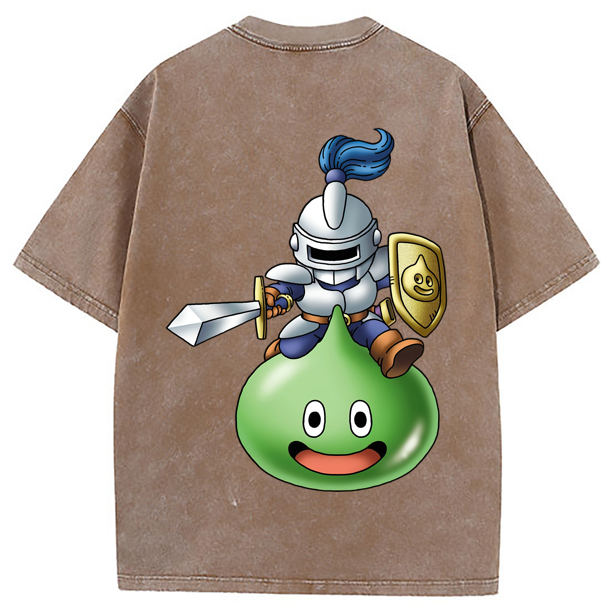（画像用） ドラゴンクエスト Doragon Kuesuto Dragon Quest 綿100% ヴィンテージ風 半袖Tシャツ（背面プリント）