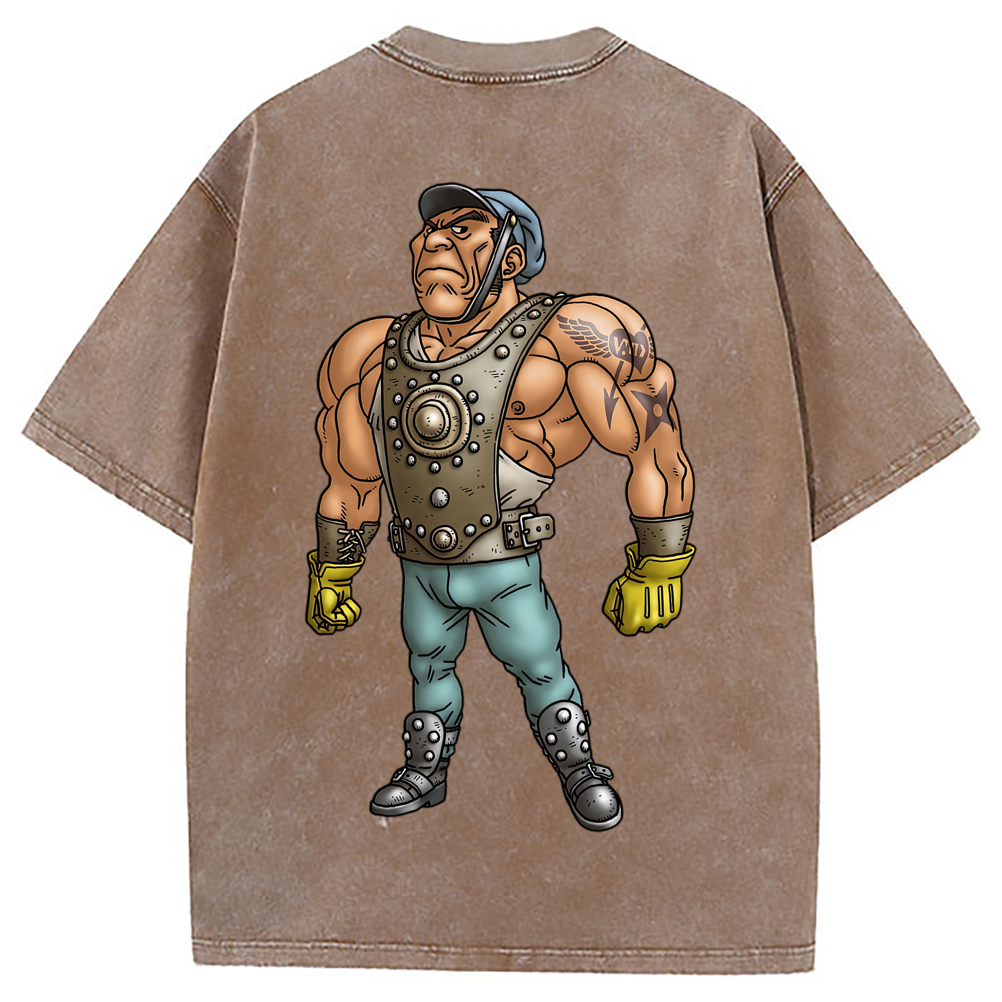 （画像用） ドラゴンクエスト Doragon Kuesuto Dragon Quest 綿100% ヴィンテージ風 半袖Tシャツ（背面プリント）