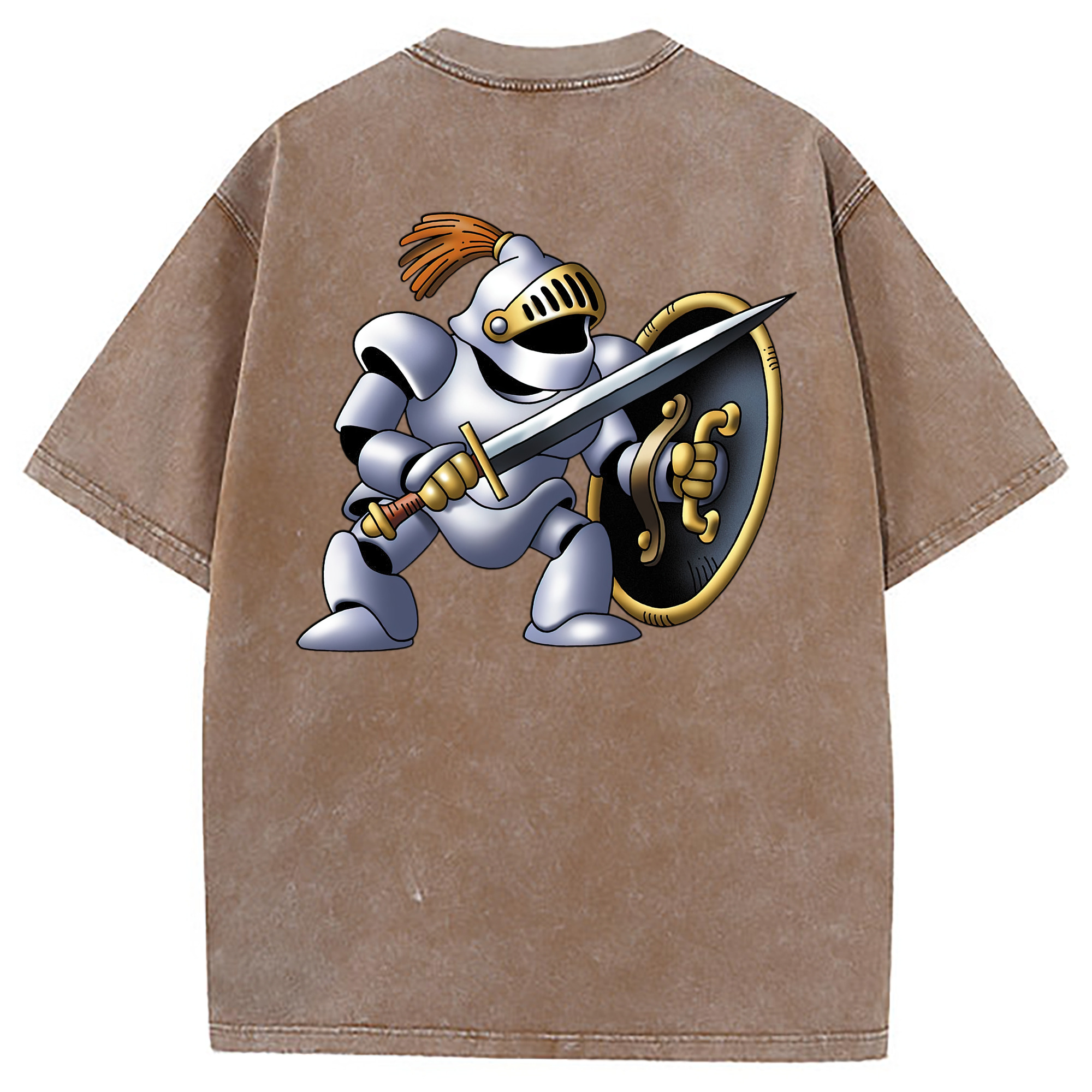 （画像用） ドラゴンクエスト Doragon Kuesuto Dragon Quest 綿100% ヴィンテージ風 半袖Tシャツ（背面プリント）