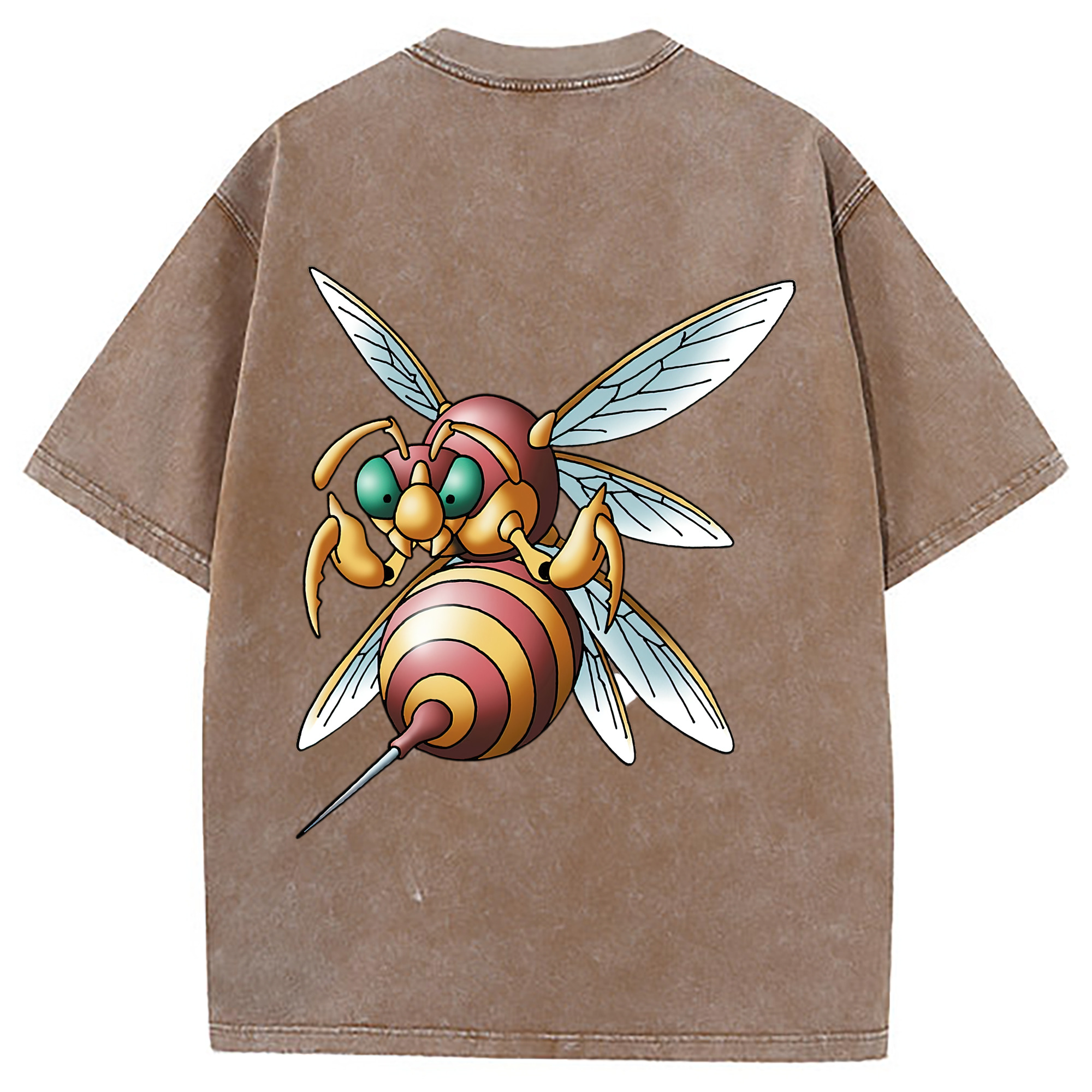 （画像用） ドラゴンクエスト Doragon Kuesuto Dragon Quest 綿100% ヴィンテージ風 半袖Tシャツ（背面プリント）