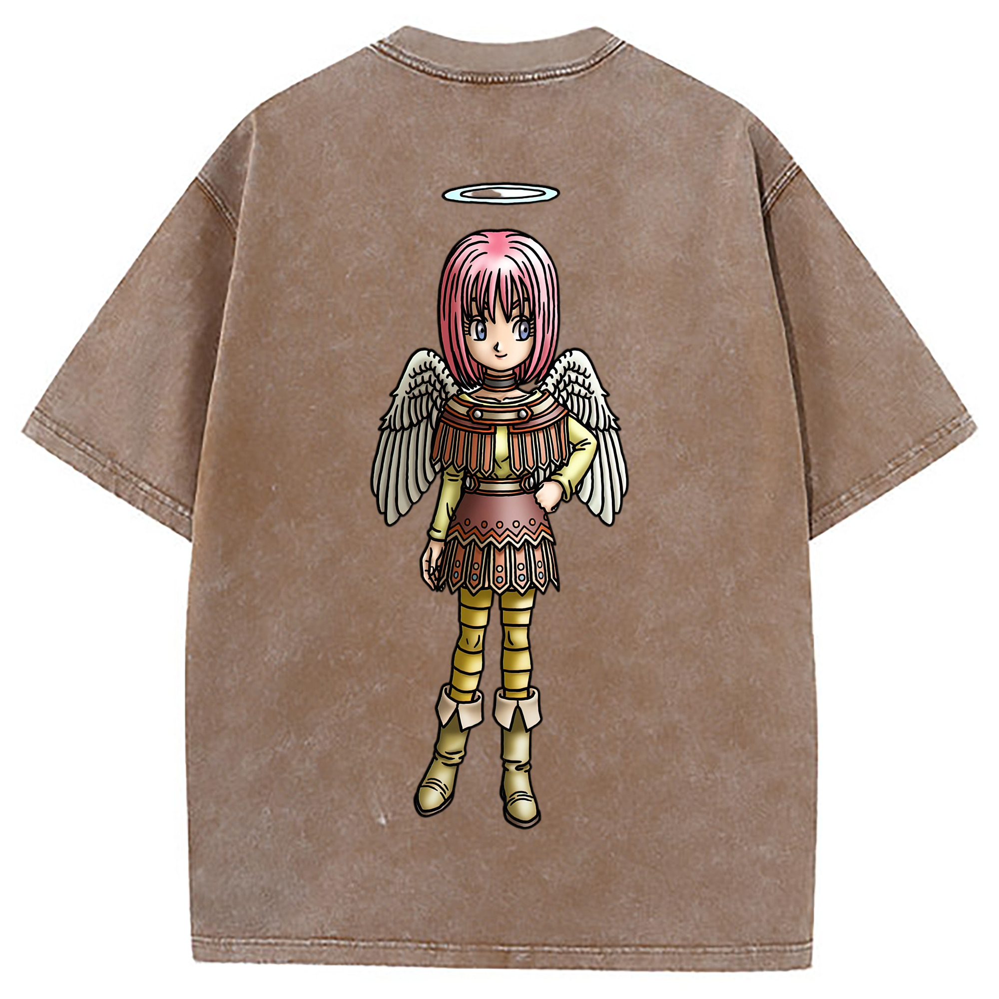 （画像用） ドラゴンクエスト Doragon Kuesuto Dragon Quest 綿100% ヴィンテージ風 半袖Tシャツ（背面プリント）