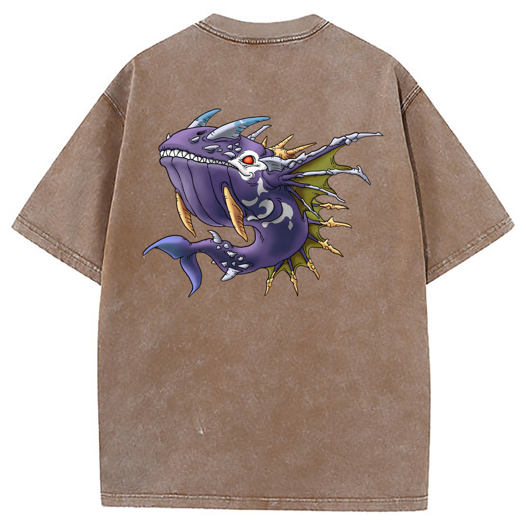 （画像用） ドラゴンクエスト Doragon Kuesuto Dragon Quest 綿100% ヴィンテージ風 半袖Tシャツ（背面プリント）