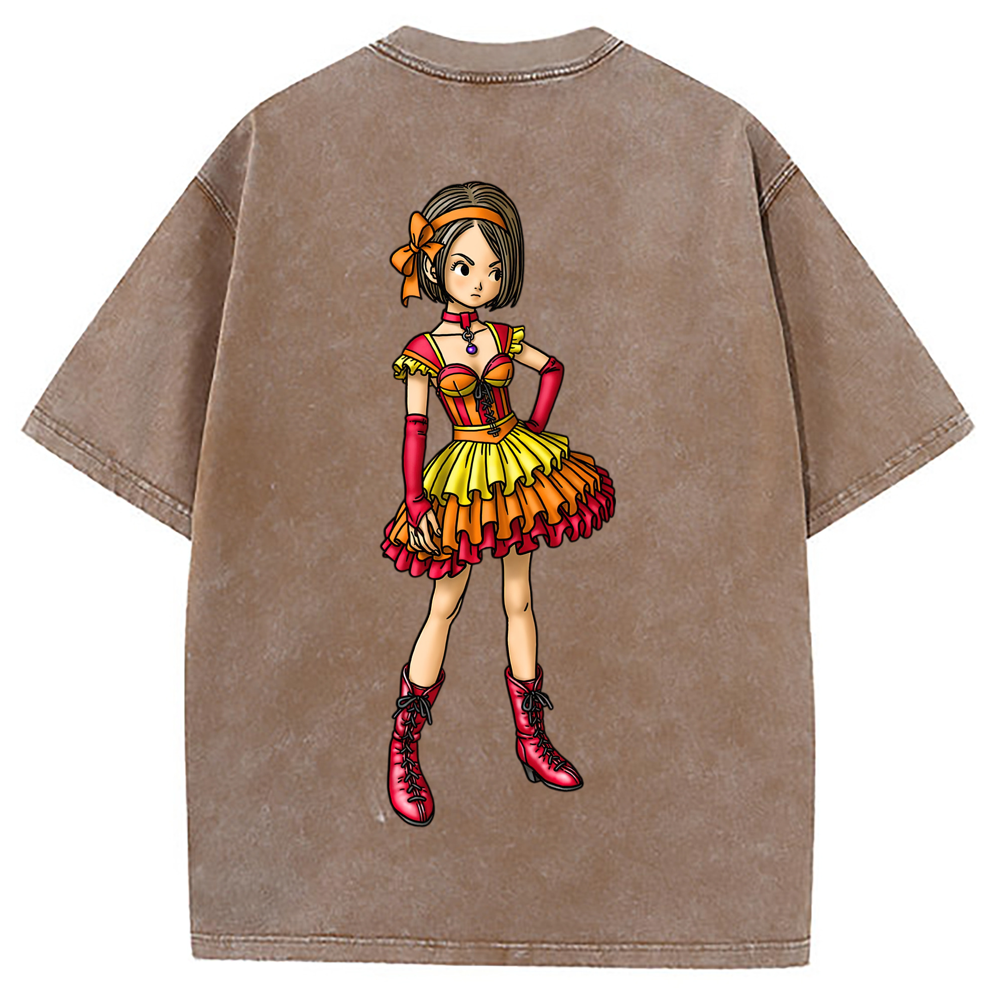 （画像用） ドラゴンクエスト Doragon Kuesuto Dragon Quest 綿100% ヴィンテージ風 半袖Tシャツ（背面プリント）
