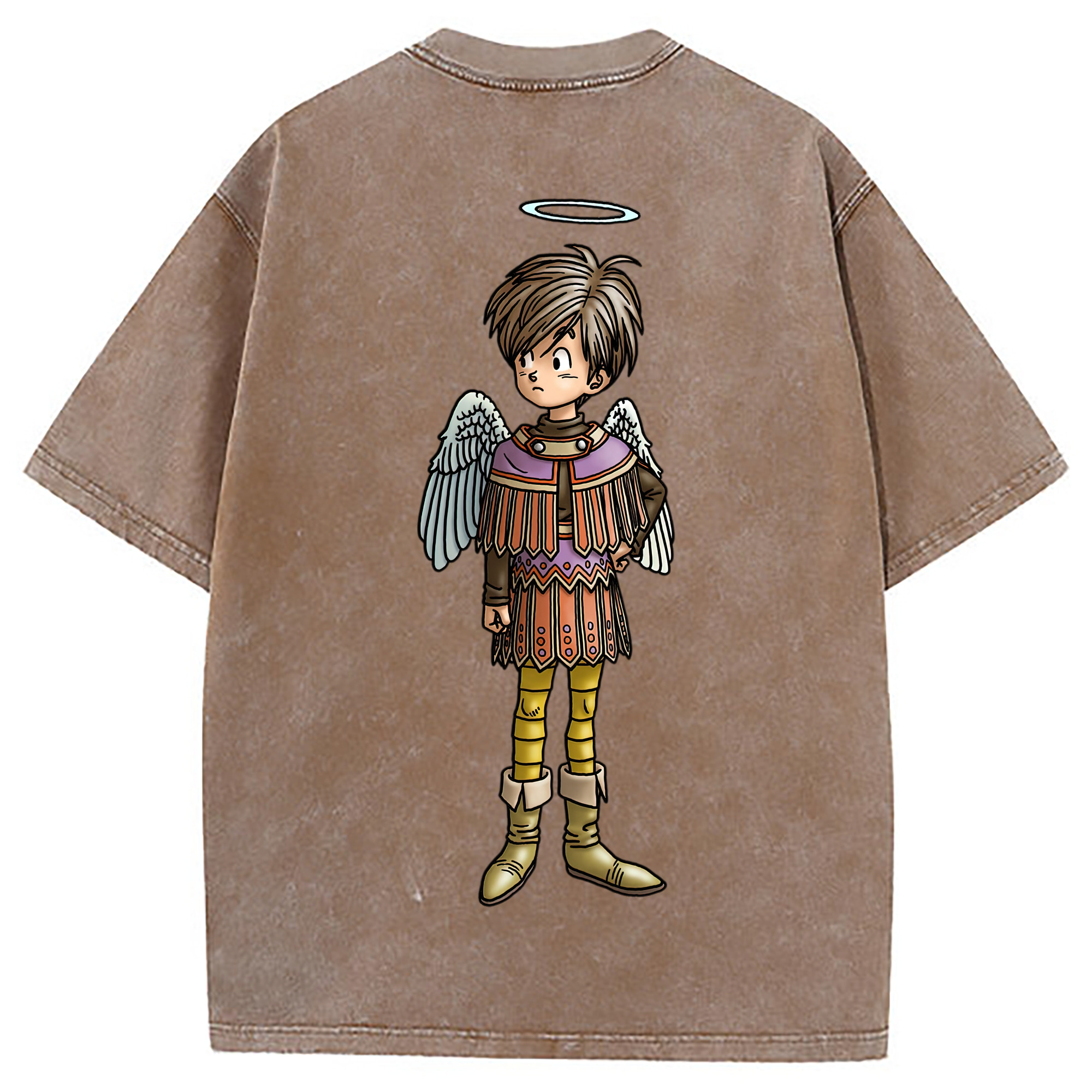（画像用） ドラゴンクエスト Doragon Kuesuto Dragon Quest 綿100% ヴィンテージ風 半袖Tシャツ（背面プリント）