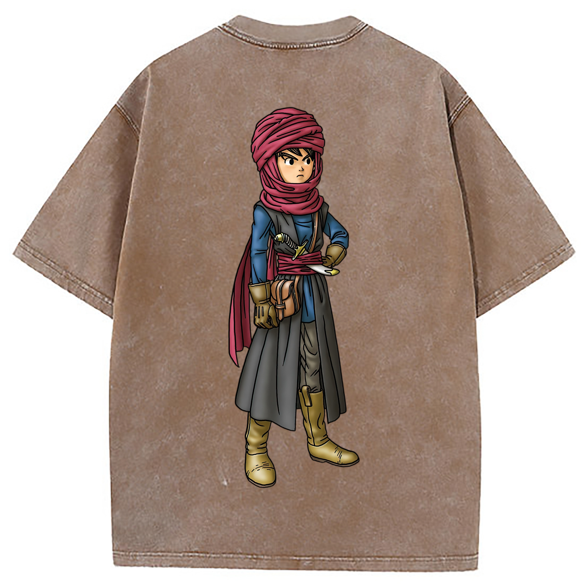 （画像用） ドラゴンクエスト Doragon Kuesuto Dragon Quest 綿100% ヴィンテージ風 半袖Tシャツ（背面プリント）