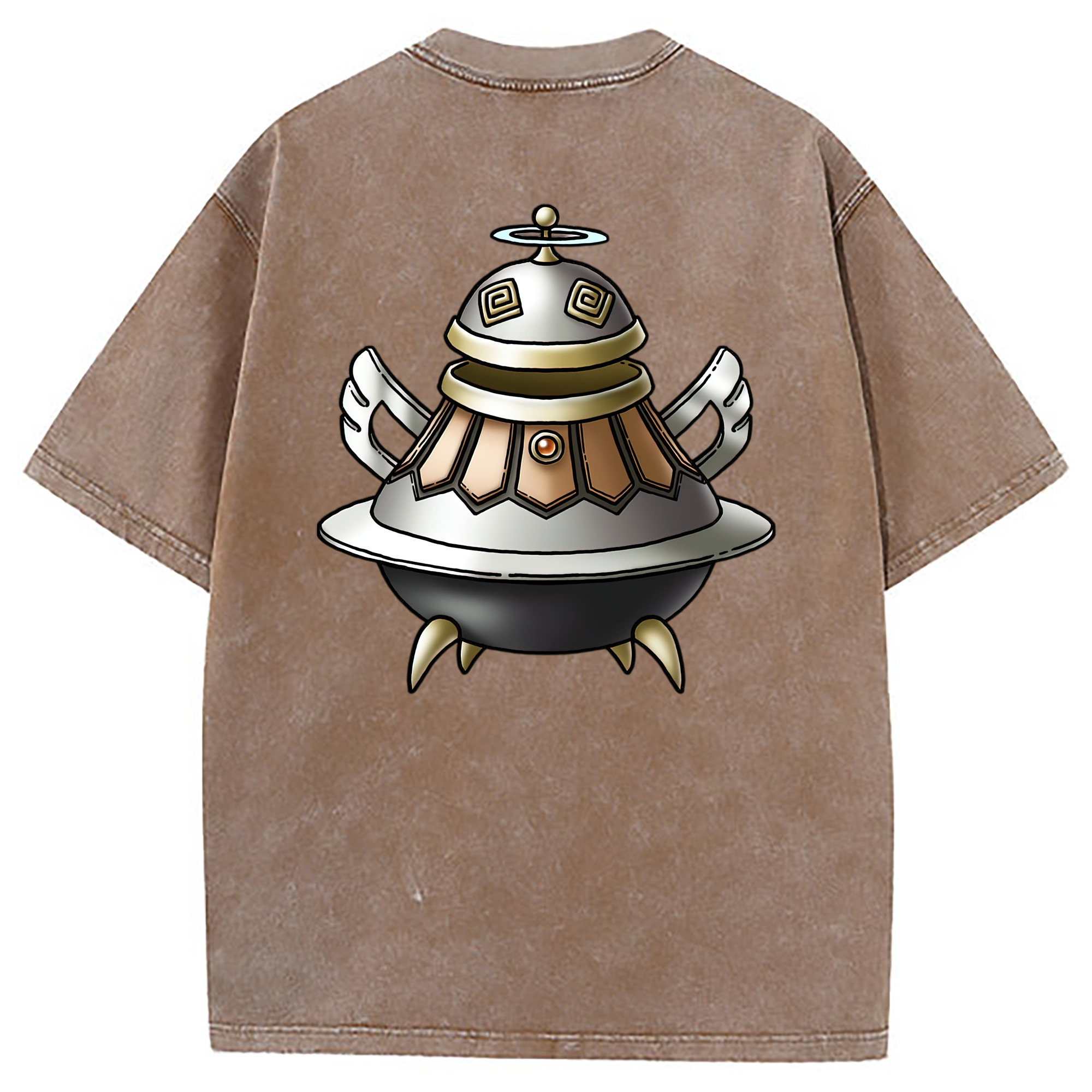 （画像用） ドラゴンクエスト Doragon Kuesuto Dragon Quest 綿100% ヴィンテージ風 半袖Tシャツ（背面プリント）