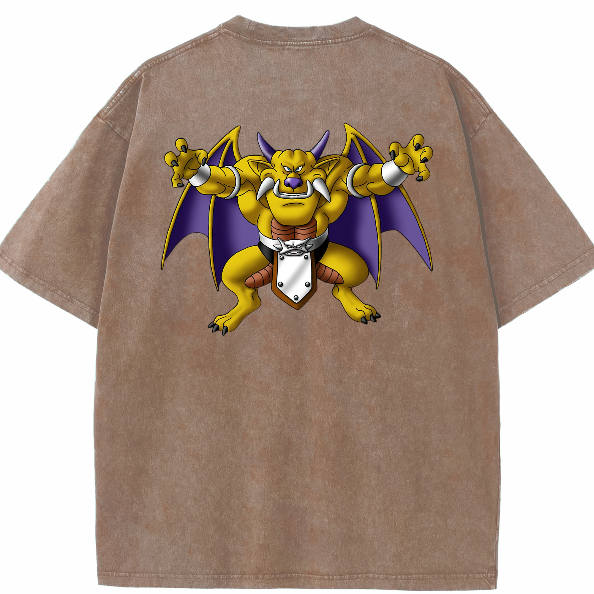 （画像用） ドラゴンクエスト Doragon Kuesuto Dragon Quest 綿100% ヴィンテージ風 半袖Tシャツ（背面プリント）