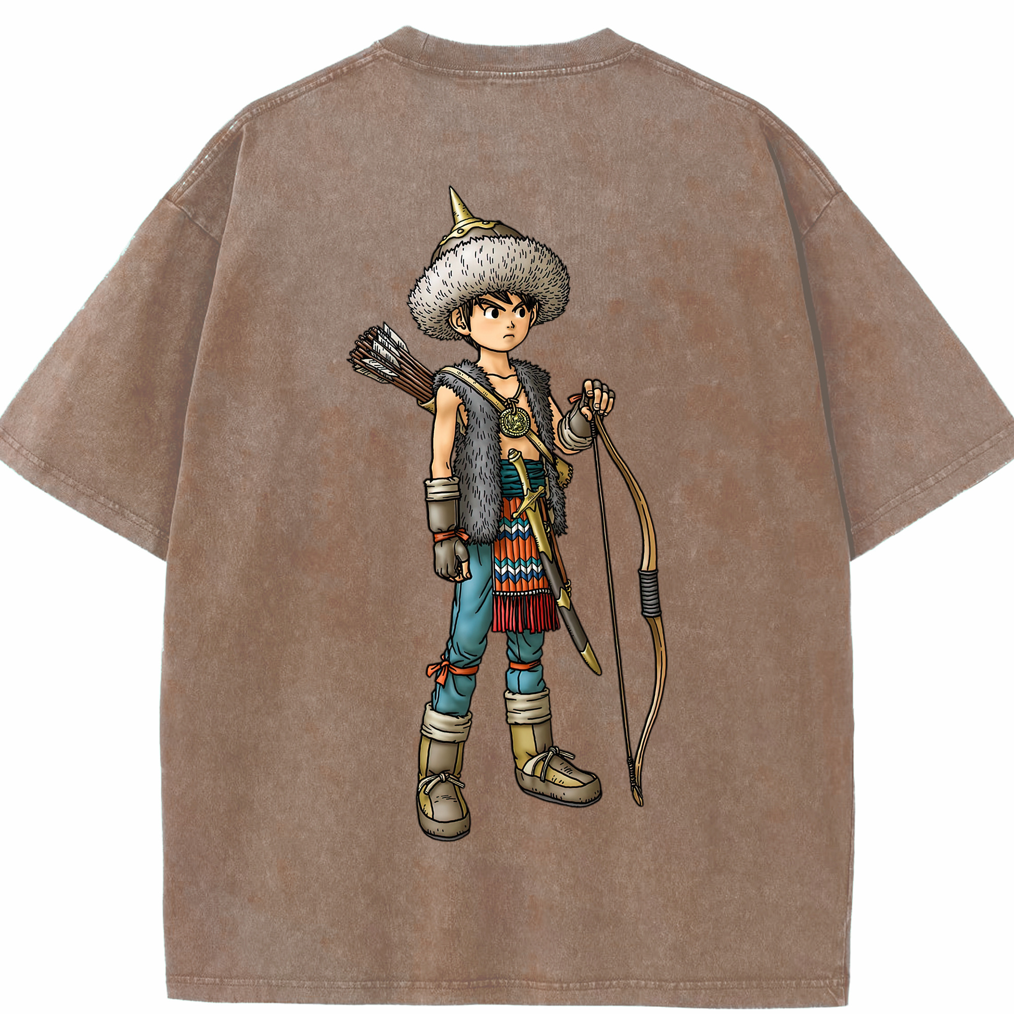 （画像用） ドラゴンクエスト Doragon Kuesuto Dragon Quest 綿100% ヴィンテージ風 半袖Tシャツ（背面プリント）