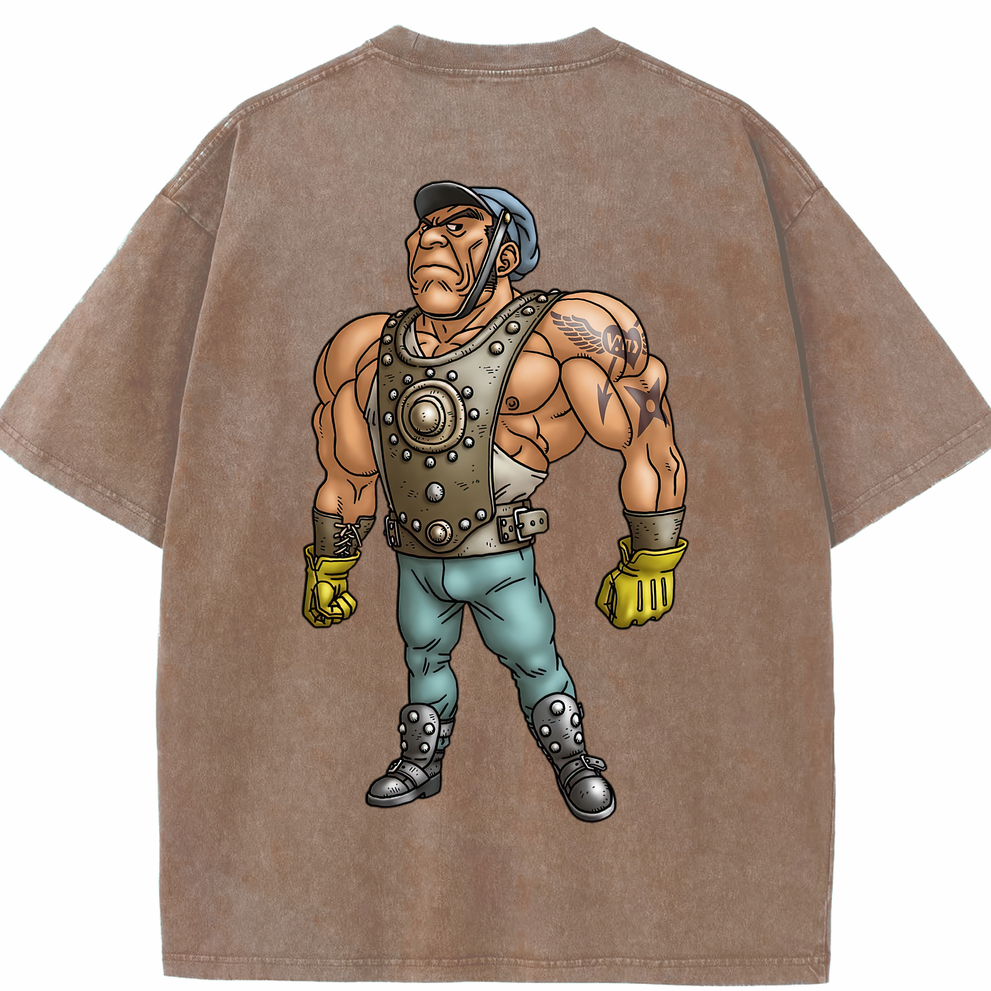 （画像用） ドラゴンクエスト Doragon Kuesuto Dragon Quest 綿100% ヴィンテージ風 半袖Tシャツ（背面プリント）
