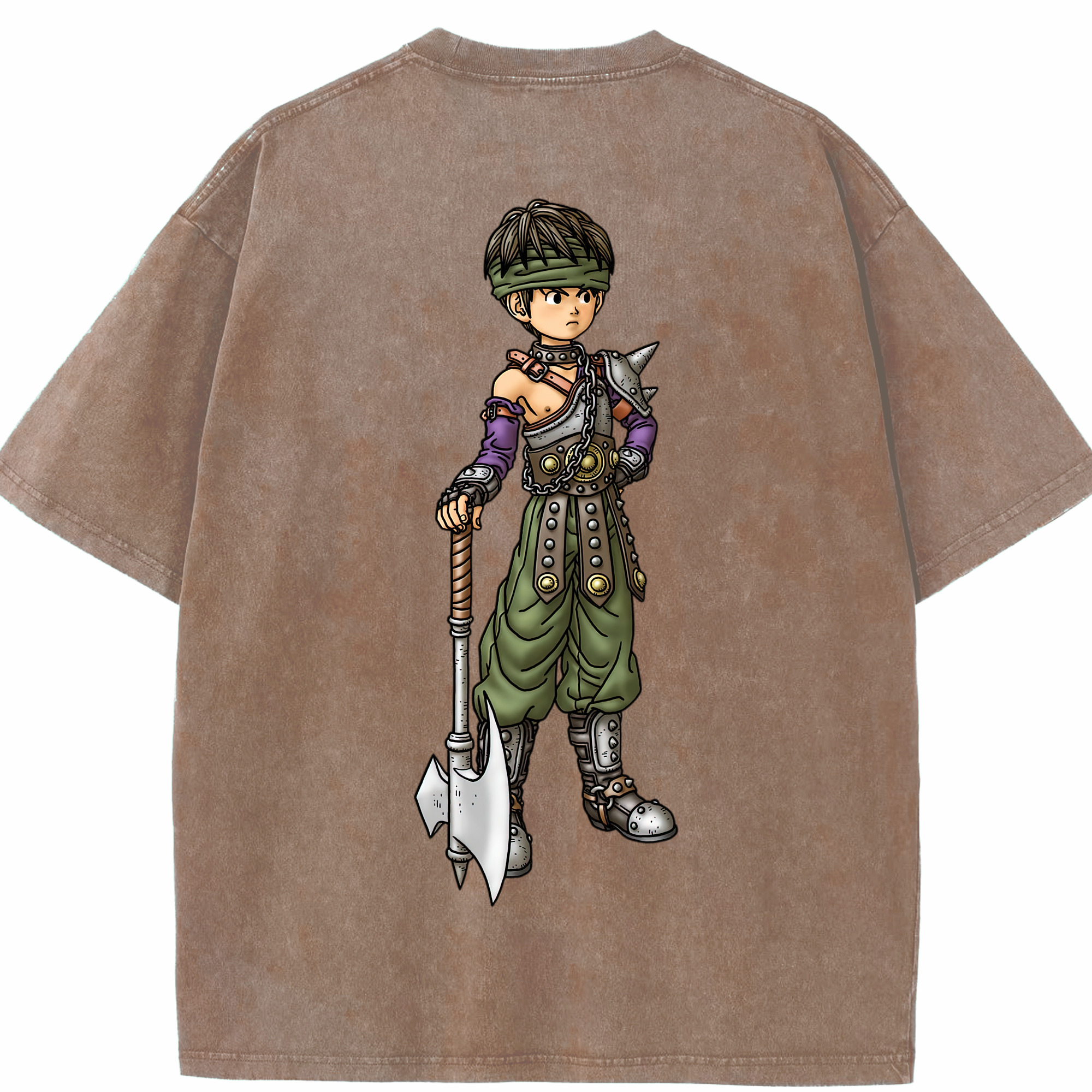 （画像用） ドラゴンクエスト Doragon Kuesuto Dragon Quest 綿100% ヴィンテージ風 半袖Tシャツ（背面プリント）