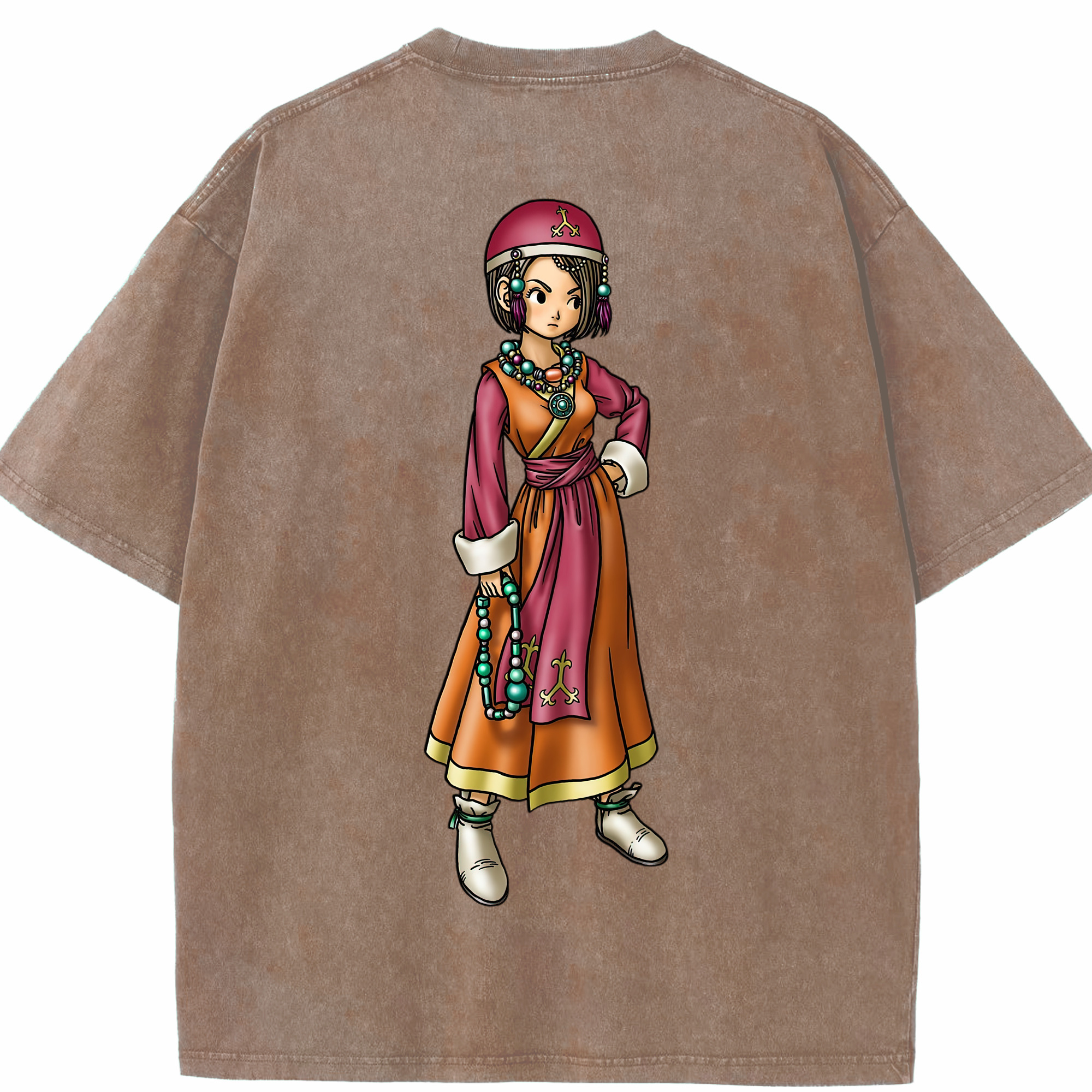 （画像用） ドラゴンクエスト Doragon Kuesuto Dragon Quest 綿100% ヴィンテージ風 半袖Tシャツ（背面プリント）