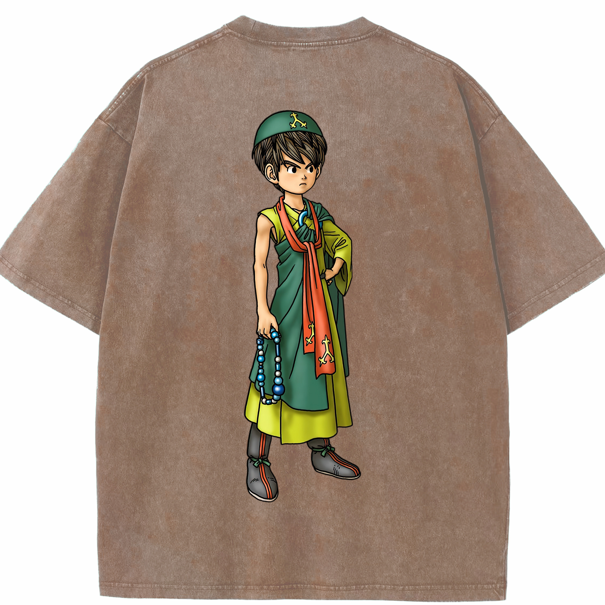 （画像用） ドラゴンクエスト Doragon Kuesuto Dragon Quest 綿100% ヴィンテージ風 半袖Tシャツ（背面プリント）