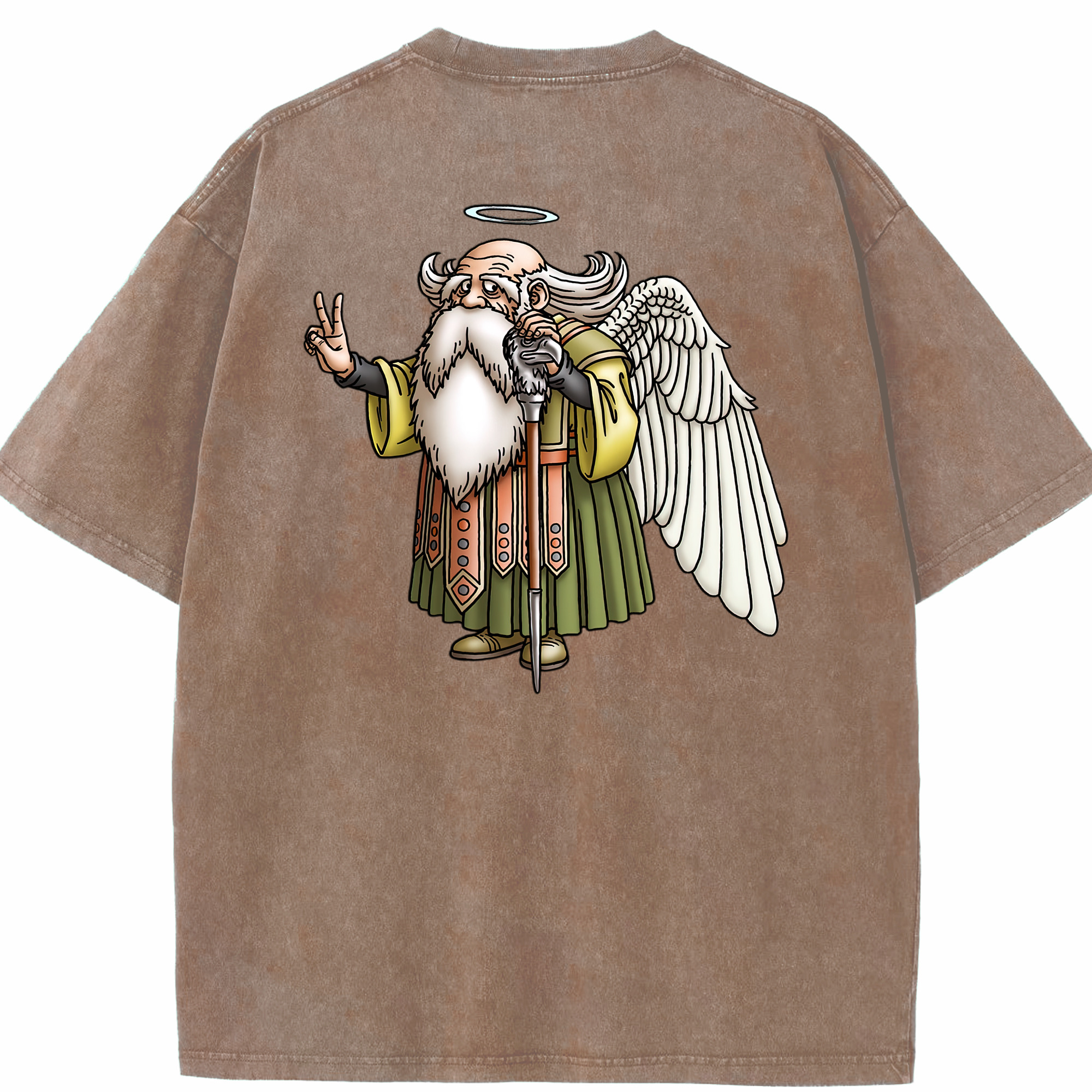 （画像用） ドラゴンクエスト Doragon Kuesuto Dragon Quest 綿100% ヴィンテージ風 半袖Tシャツ（背面プリント）