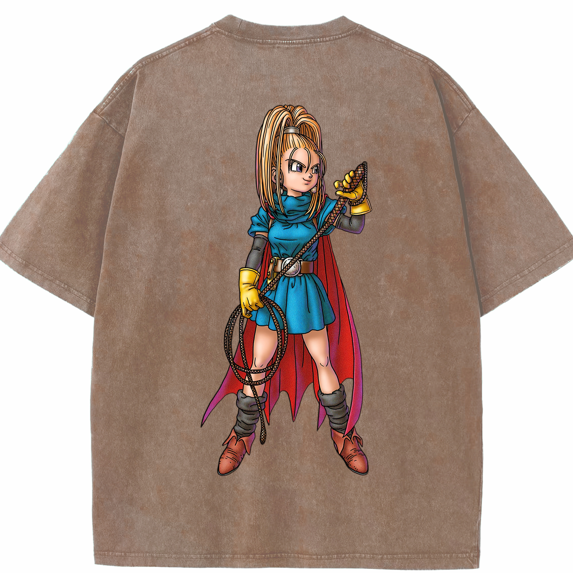 （画像用） ドラゴンクエスト Doragon Kuesuto Dragon Quest 綿100% ヴィンテージ風 半袖Tシャツ（背面プリント）