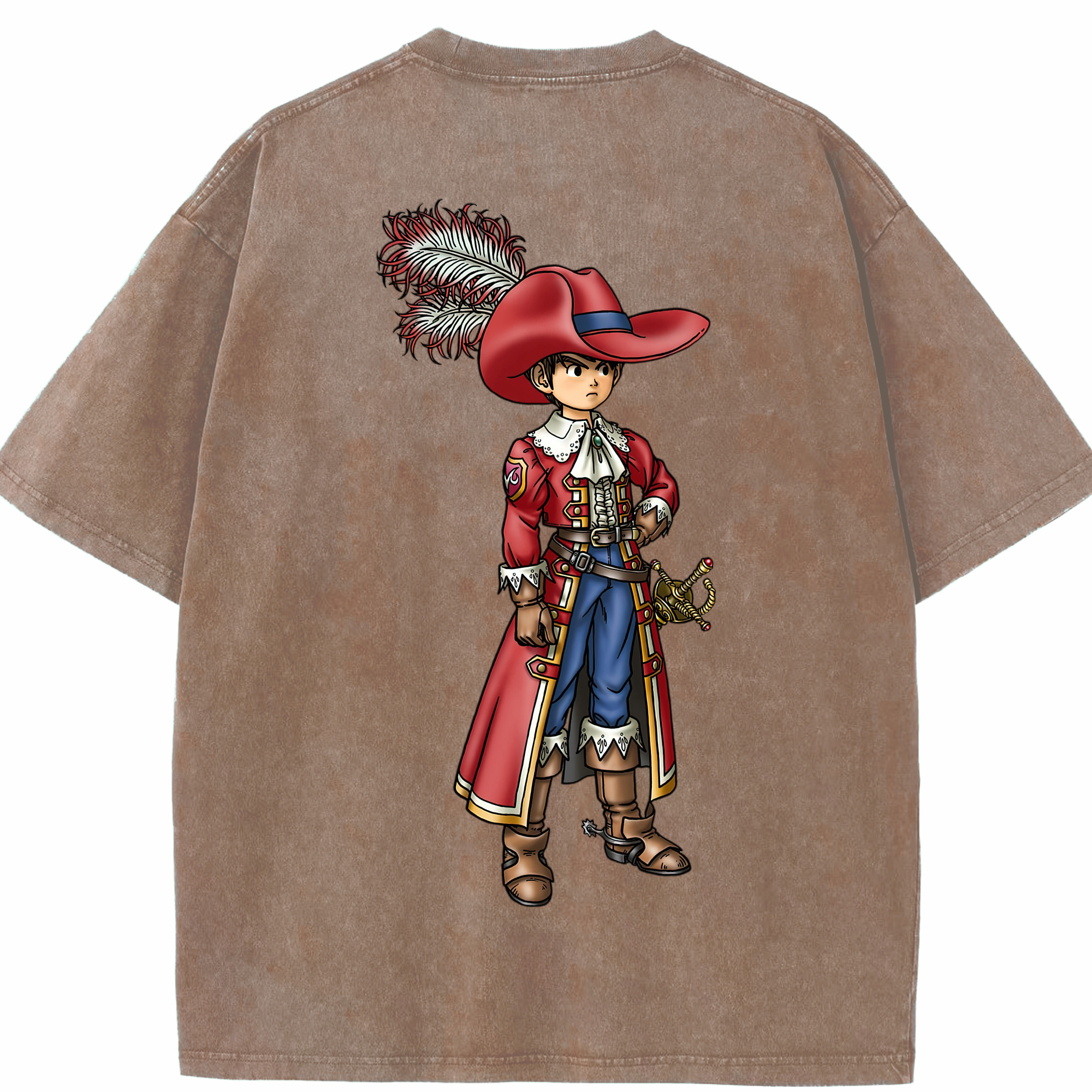 （画像用） ドラゴンクエスト Doragon Kuesuto Dragon Quest 綿100% ヴィンテージ風 半袖Tシャツ（背面プリント）
