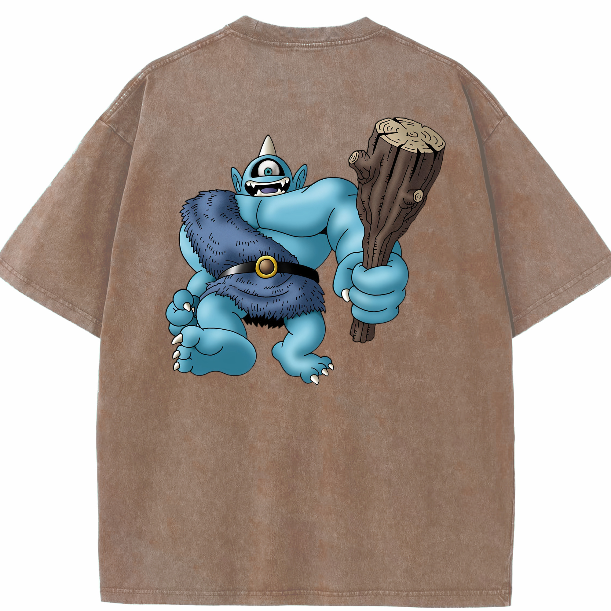 （画像用） ドラゴンクエスト Doragon Kuesuto Dragon Quest 綿100% ヴィンテージ風 半袖Tシャツ（背面プリント）