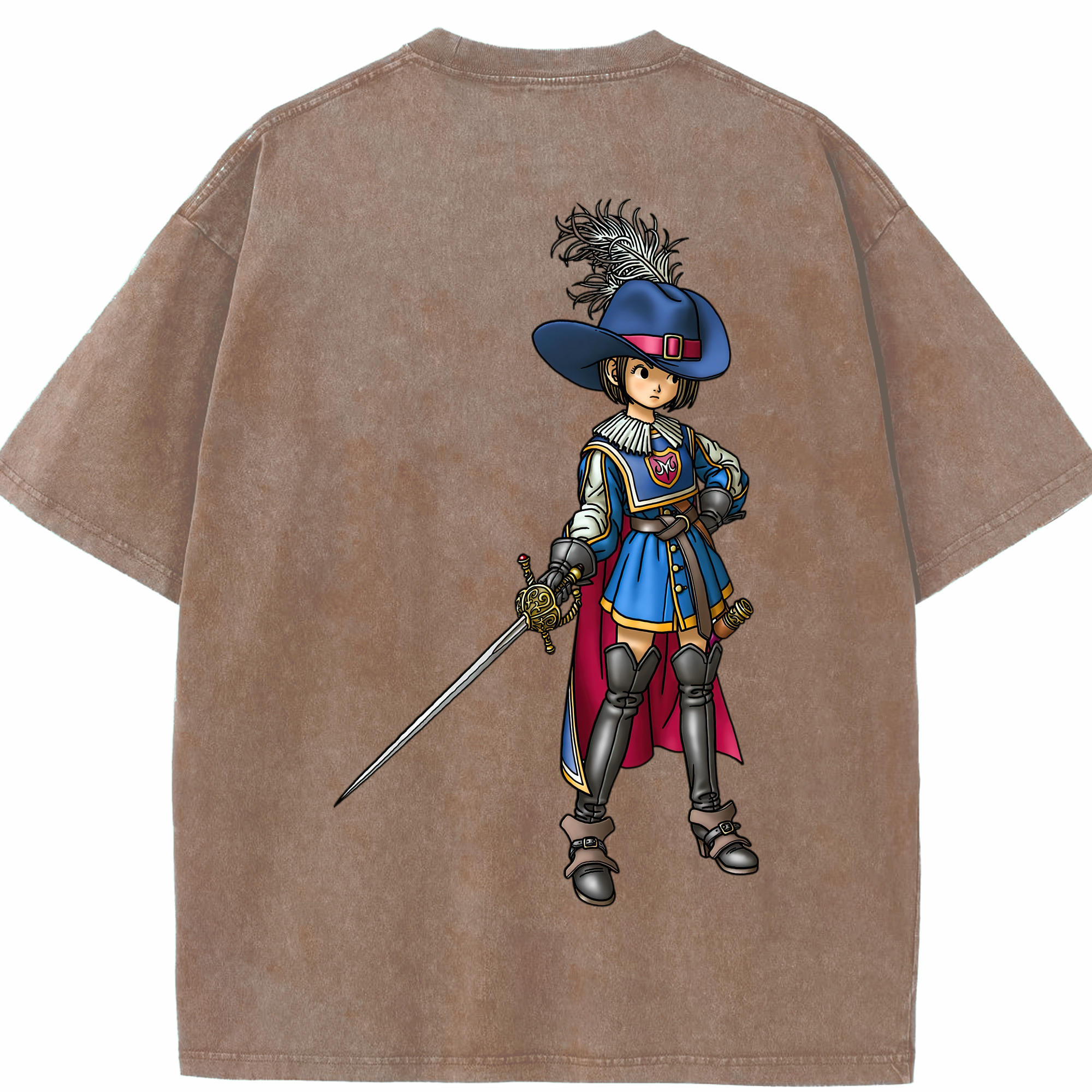 （画像用） ドラゴンクエスト Doragon Kuesuto Dragon Quest 綿100% ヴィンテージ風 半袖Tシャツ（背面プリント）