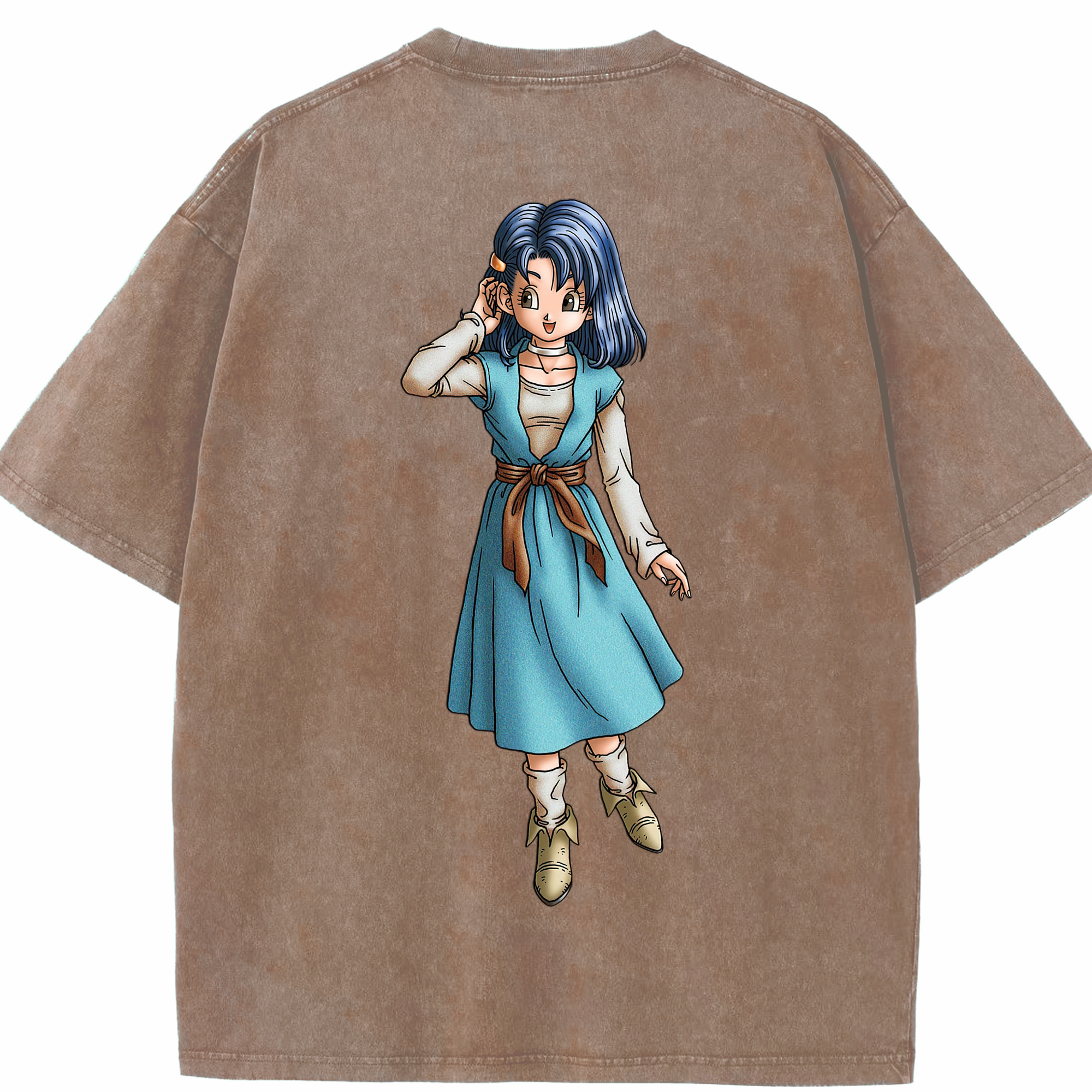 （画像用） ドラゴンクエスト Doragon Kuesuto Dragon Quest 綿100% ヴィンテージ風 半袖Tシャツ（背面プリント）