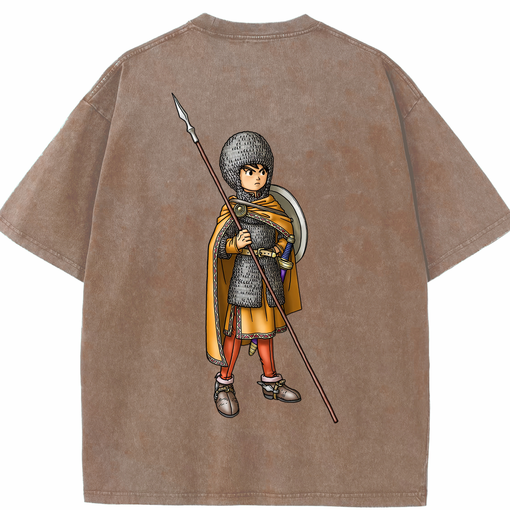 （画像用） ドラゴンクエスト Doragon Kuesuto Dragon Quest 綿100% ヴィンテージ風 半袖Tシャツ（背面プリント）