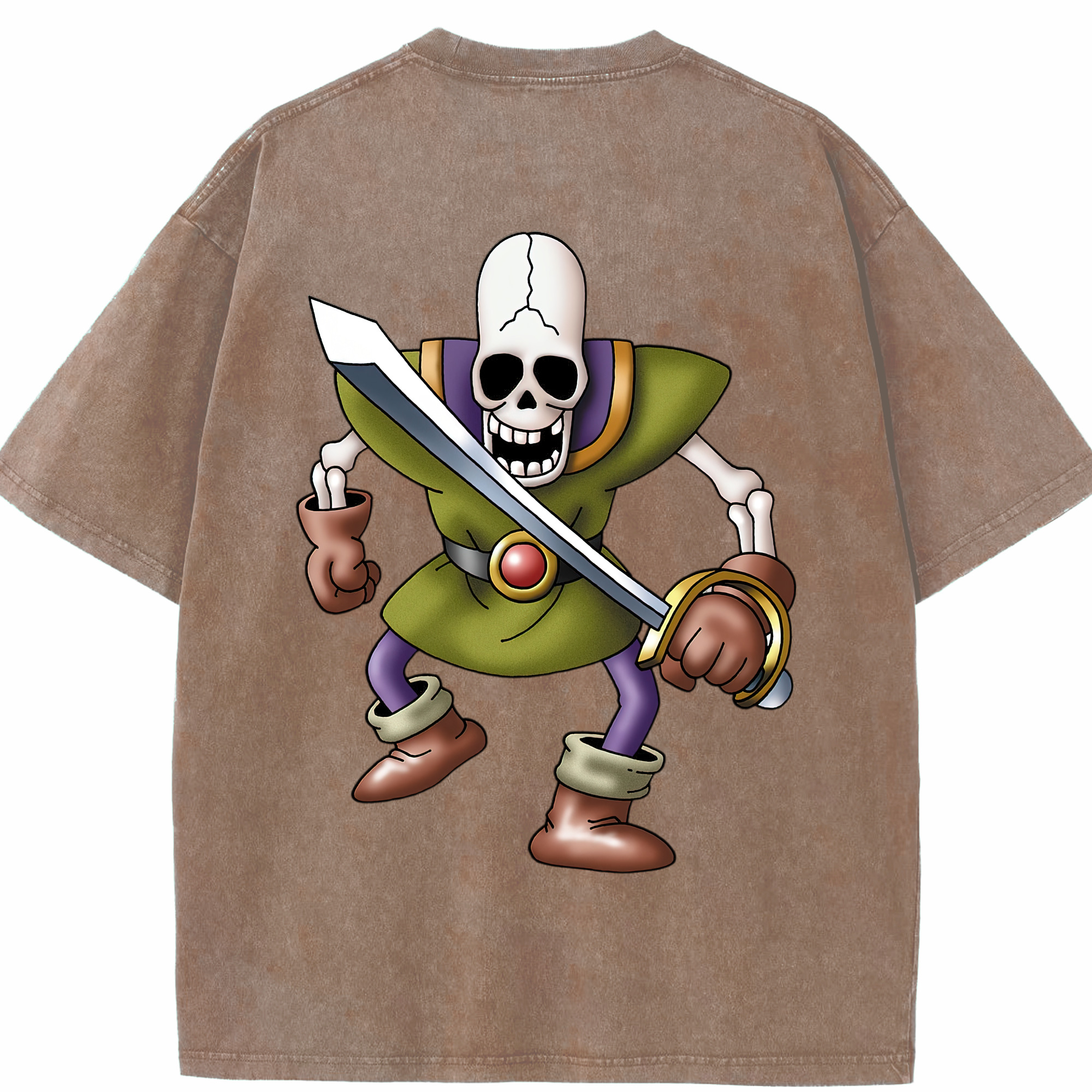 （画像用） ドラゴンクエスト Doragon Kuesuto Dragon Quest 綿100% ヴィンテージ風 半袖Tシャツ（背面プリント）