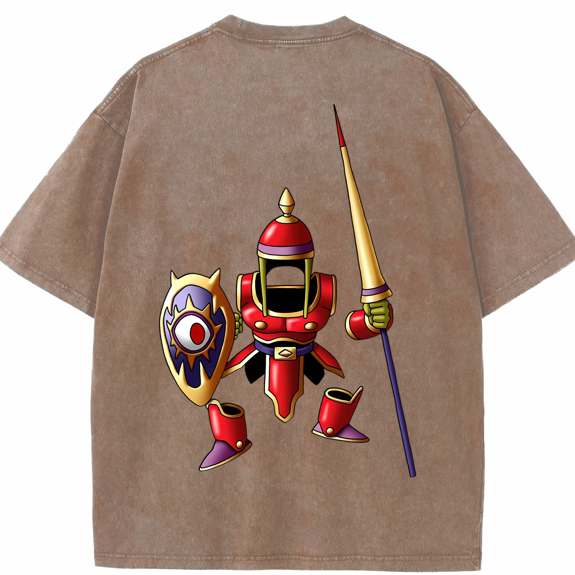 （画像用） ドラゴンクエスト Doragon Kuesuto Dragon Quest 綿100% ヴィンテージ風 半袖Tシャツ（背面プリント）