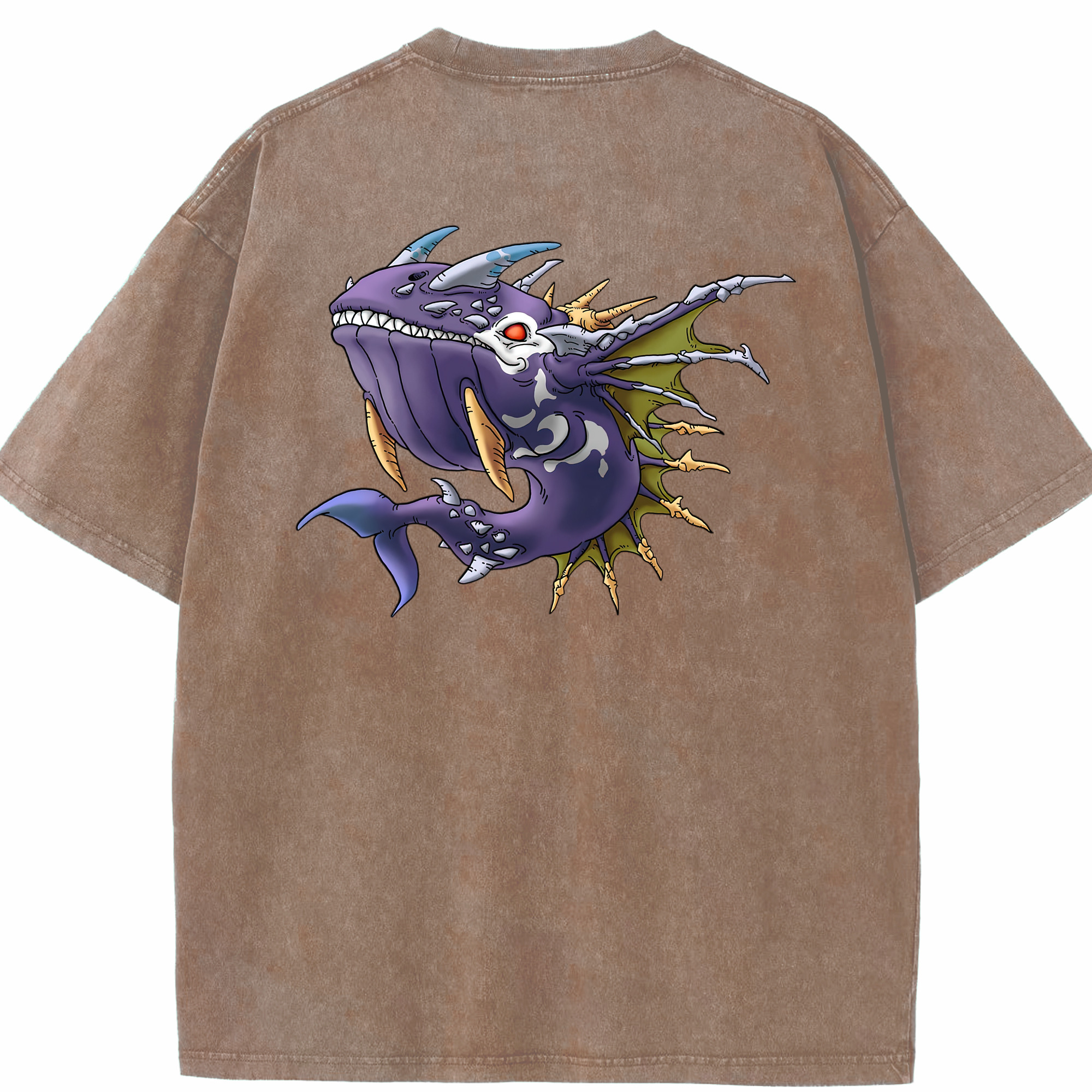 （画像用） ドラゴンクエスト Doragon Kuesuto Dragon Quest 綿100% ヴィンテージ風 半袖Tシャツ（背面プリント）