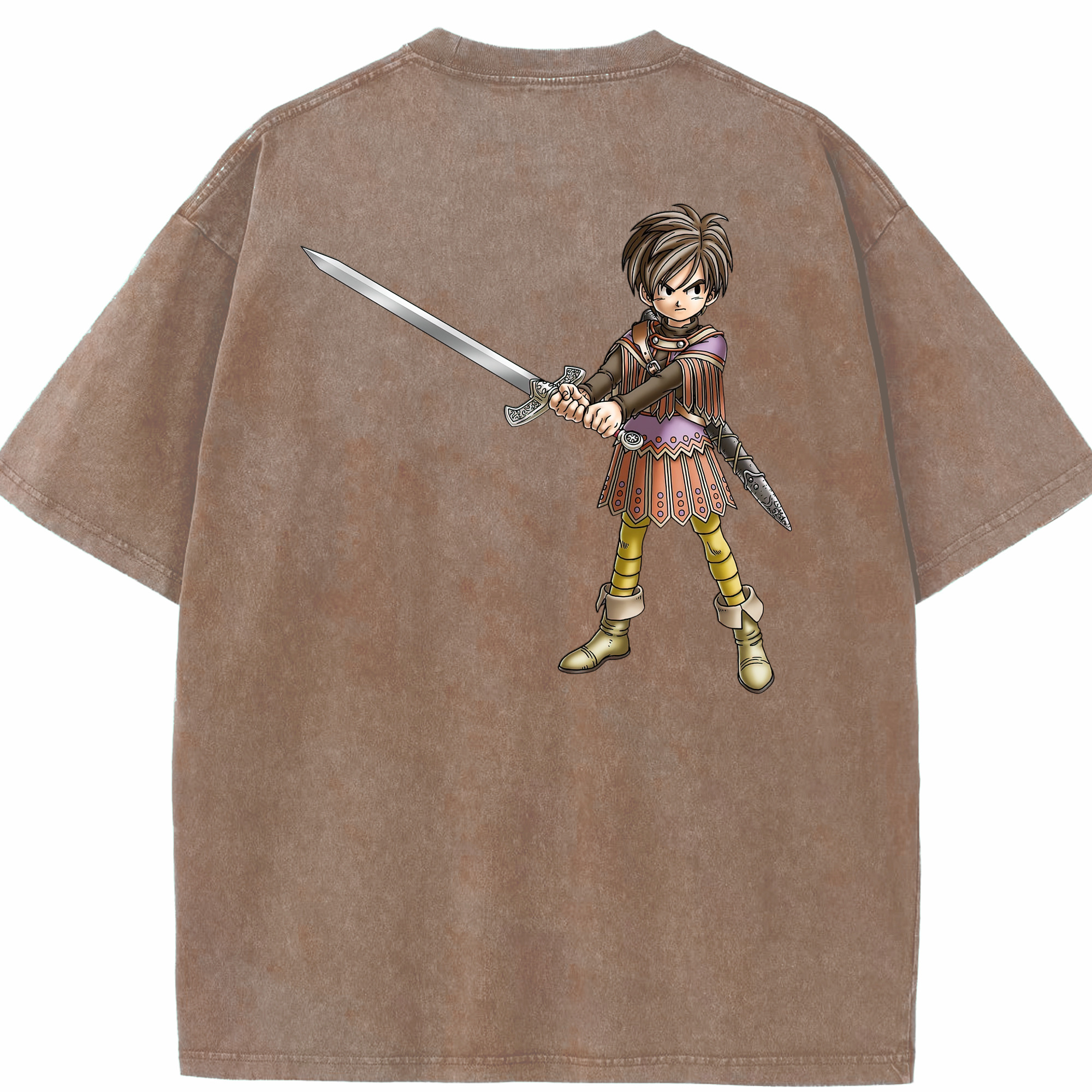 （画像用） ドラゴンクエスト Doragon Kuesuto Dragon Quest 綿100% ヴィンテージ風 半袖Tシャツ（背面プリント）
