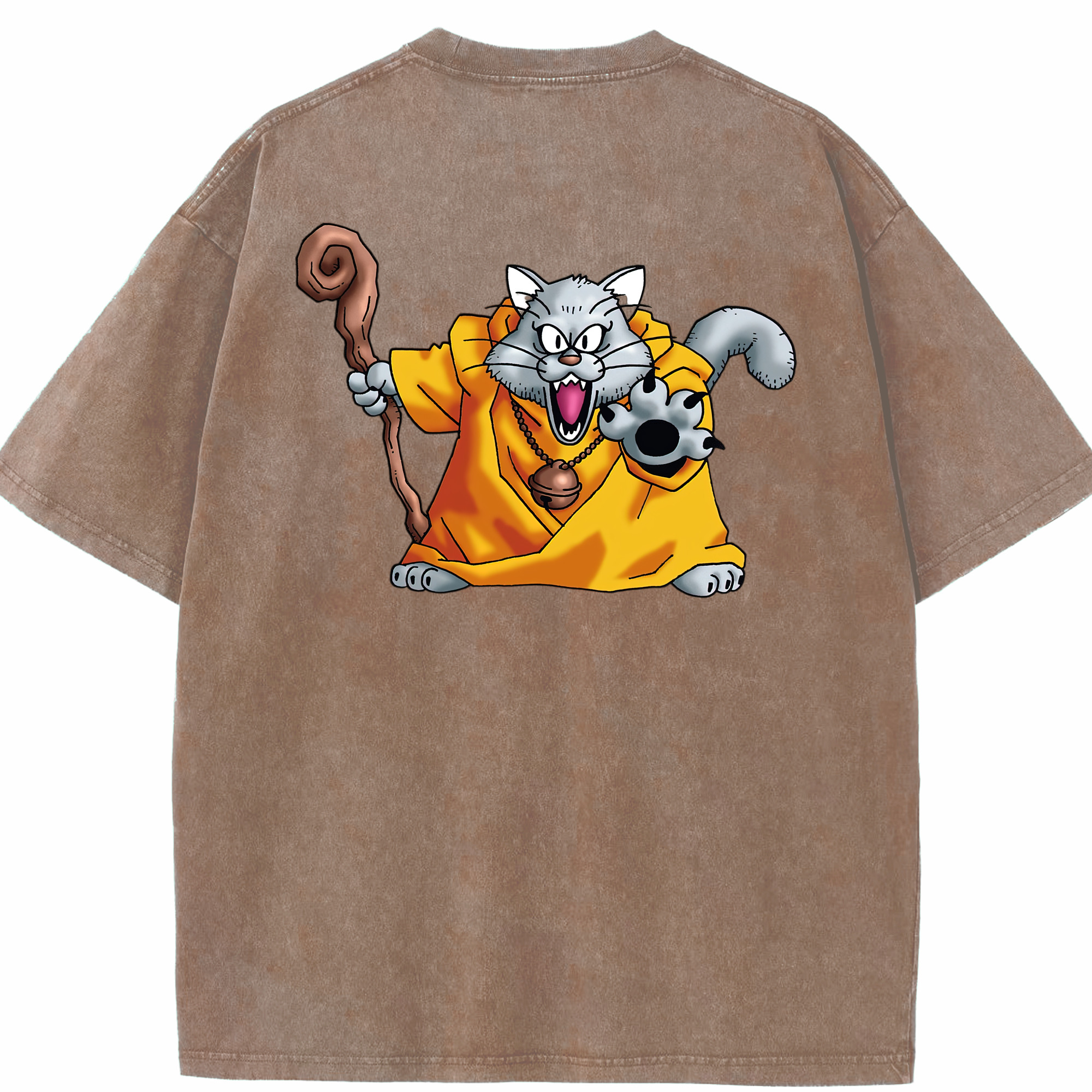 （画像用） ドラゴンクエスト Doragon Kuesuto Dragon Quest 綿100% ヴィンテージ風 半袖Tシャツ（背面プリント）