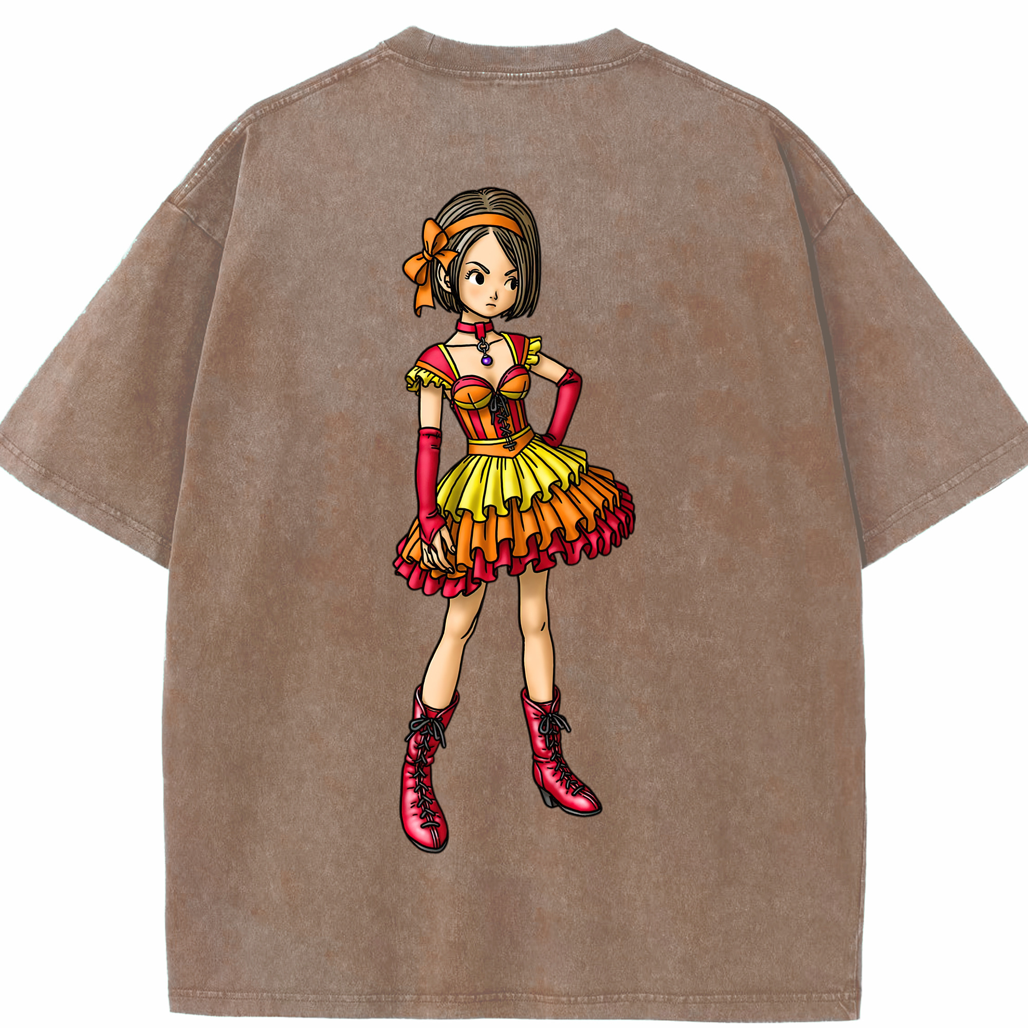 （画像用） ドラゴンクエスト Doragon Kuesuto Dragon Quest 綿100% ヴィンテージ風 半袖Tシャツ（背面プリント）
