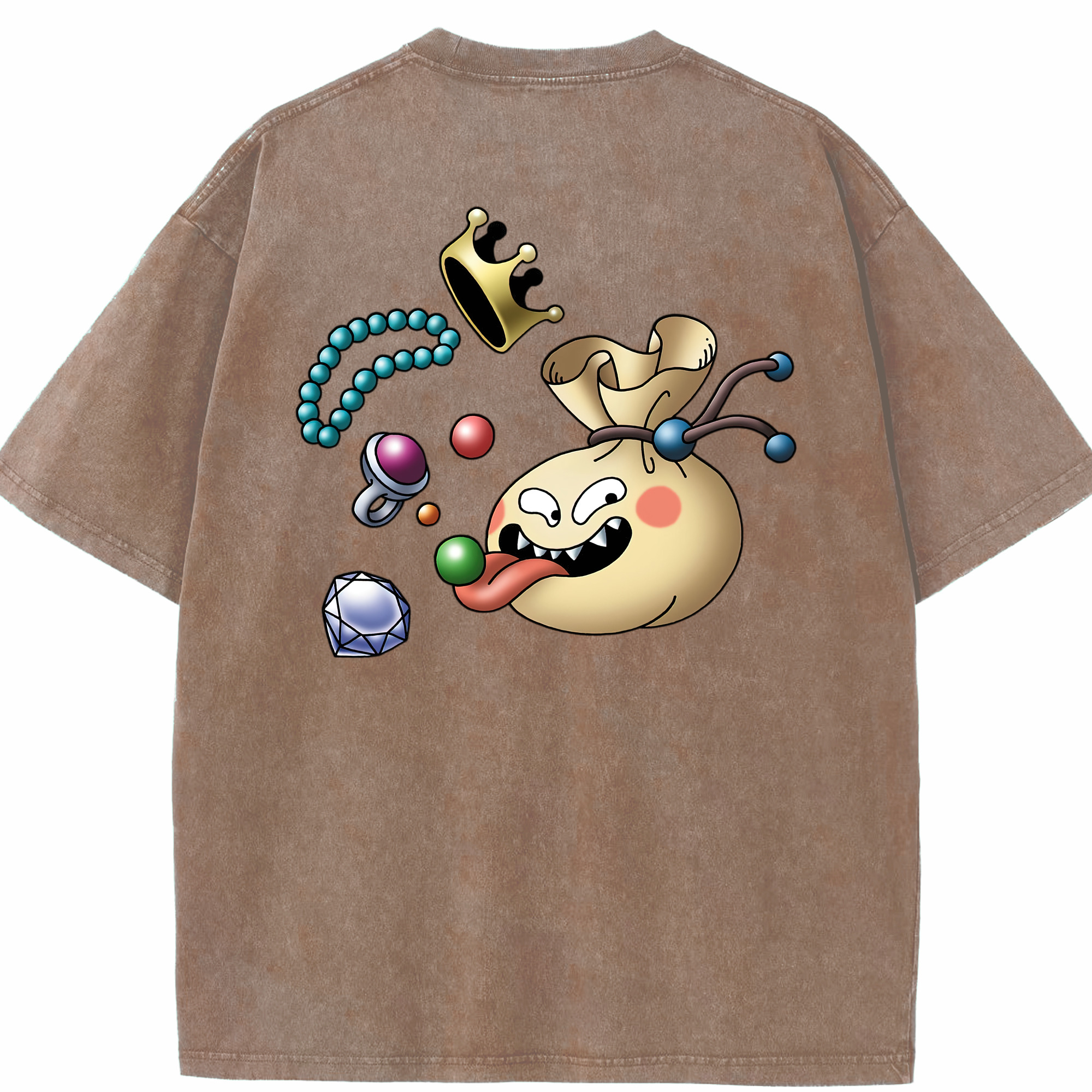 （画像用） ドラゴンクエスト Doragon Kuesuto Dragon Quest 綿100% ヴィンテージ風 半袖Tシャツ（背面プリント）