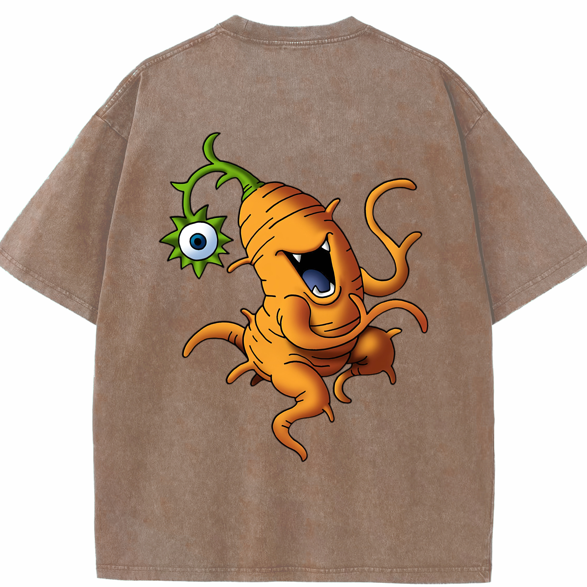 （画像用） ドラゴンクエスト Doragon Kuesuto Dragon Quest 綿100% ヴィンテージ風 半袖Tシャツ（背面プリント）