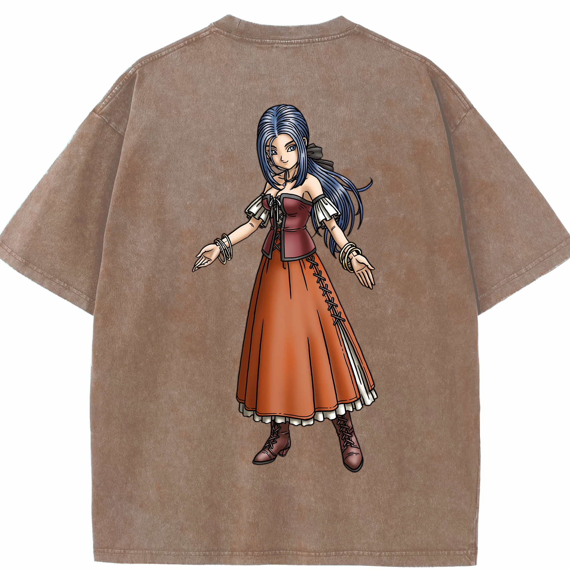 （画像用） ドラゴンクエスト Doragon Kuesuto Dragon Quest 綿100% ヴィンテージ風 半袖Tシャツ（背面プリント）