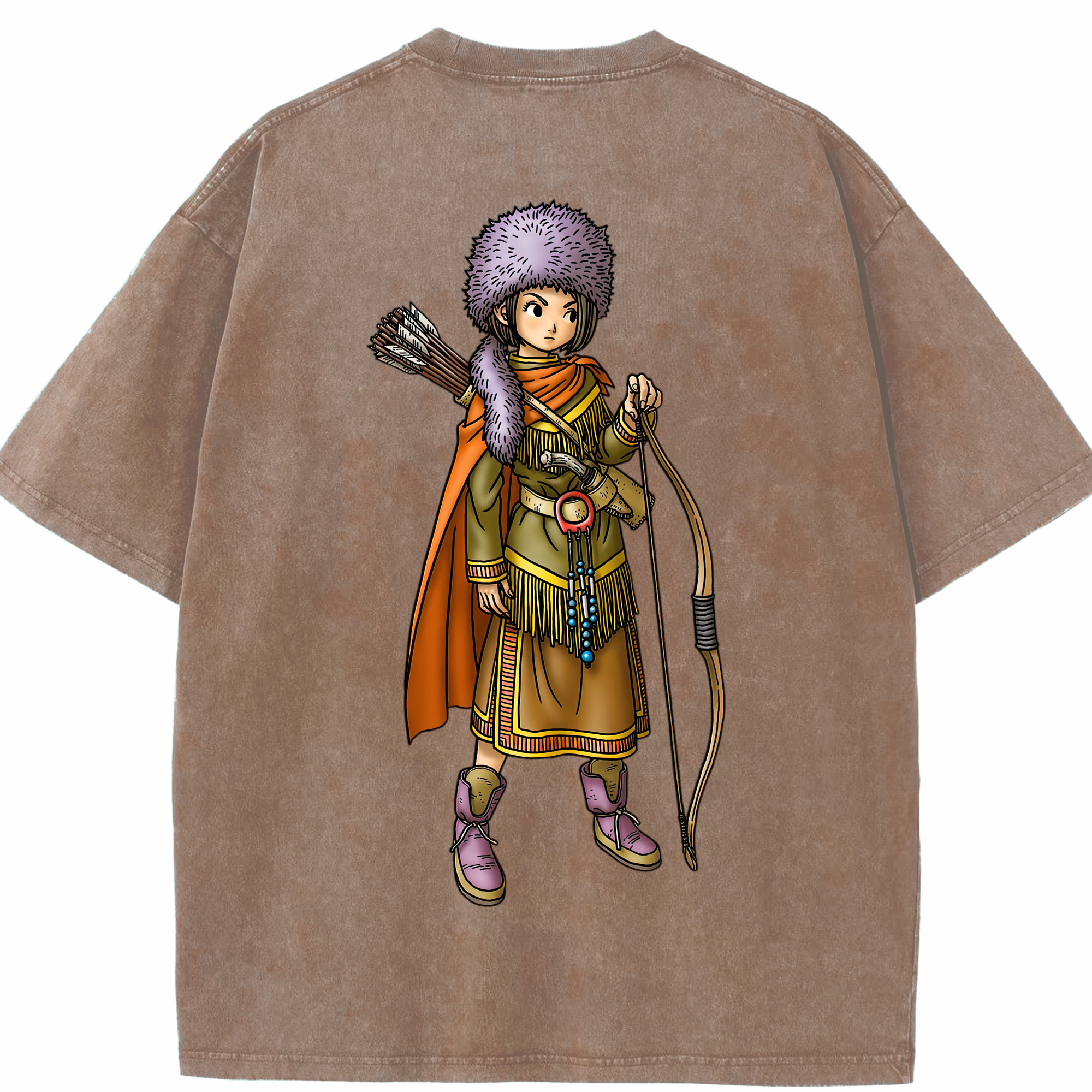 （画像用） ドラゴンクエスト Doragon Kuesuto Dragon Quest 綿100% ヴィンテージ風 半袖Tシャツ（背面プリント）