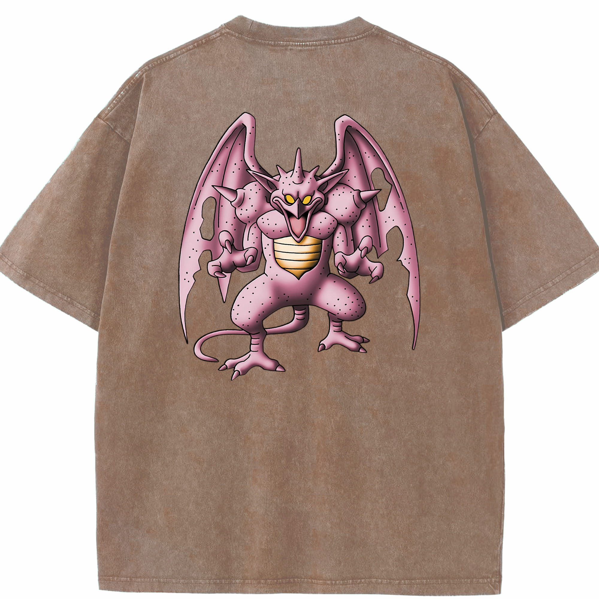 （画像用） ドラゴンクエスト Doragon Kuesuto Dragon Quest 綿100% ヴィンテージ風 半袖Tシャツ（背面プリント）