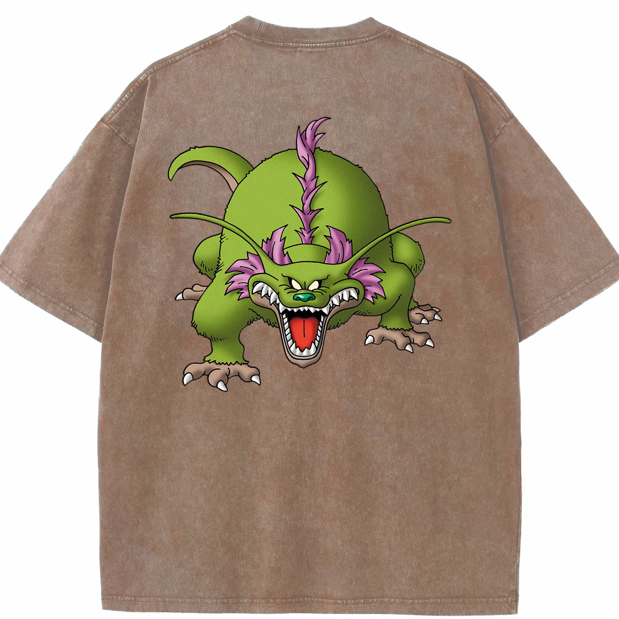 （画像用） ドラゴンクエスト Doragon Kuesuto Dragon Quest 綿100% ヴィンテージ風 半袖Tシャツ（背面プリント）