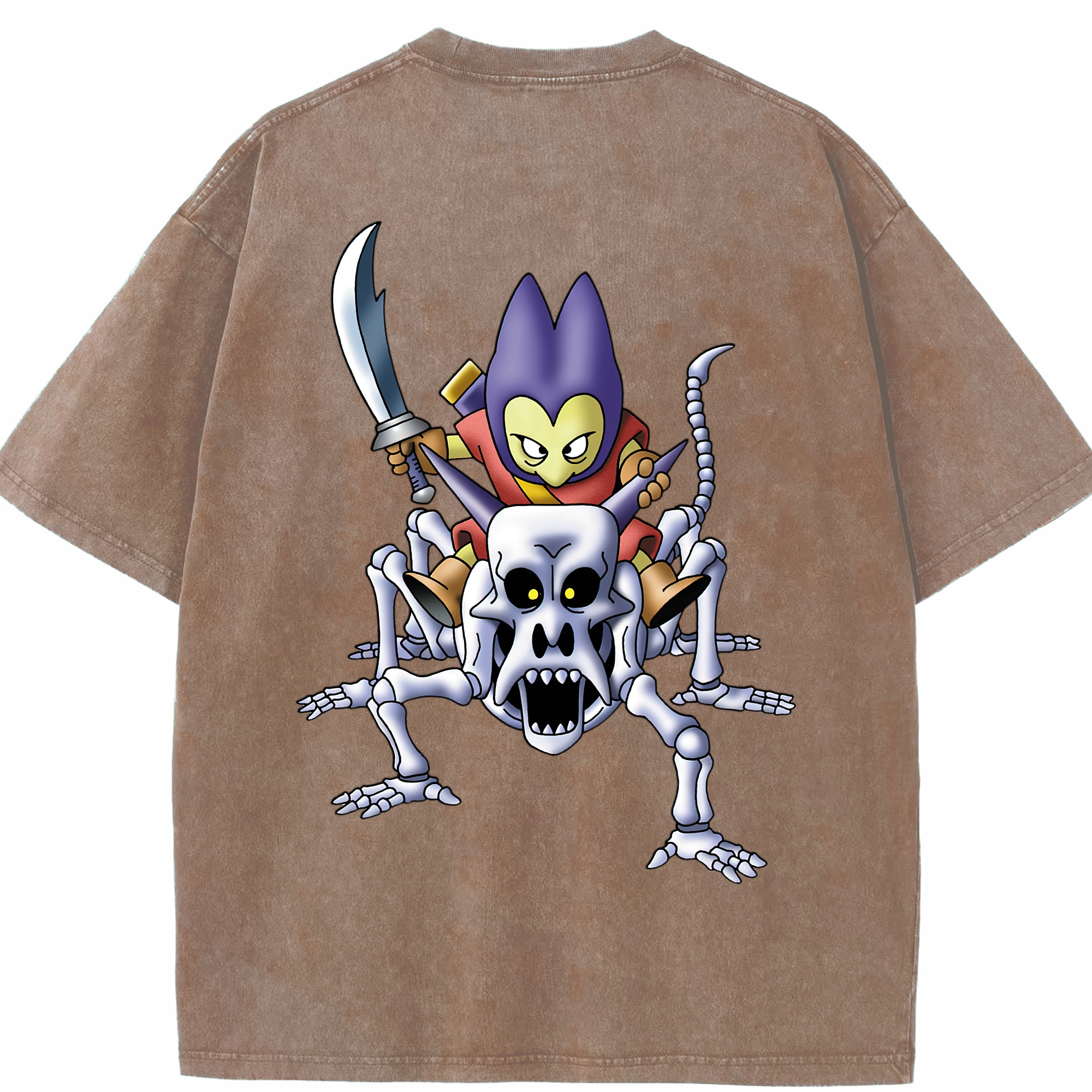 （画像用） ドラゴンクエスト Doragon Kuesuto Dragon Quest 綿100% ヴィンテージ風 半袖Tシャツ（背面プリント）