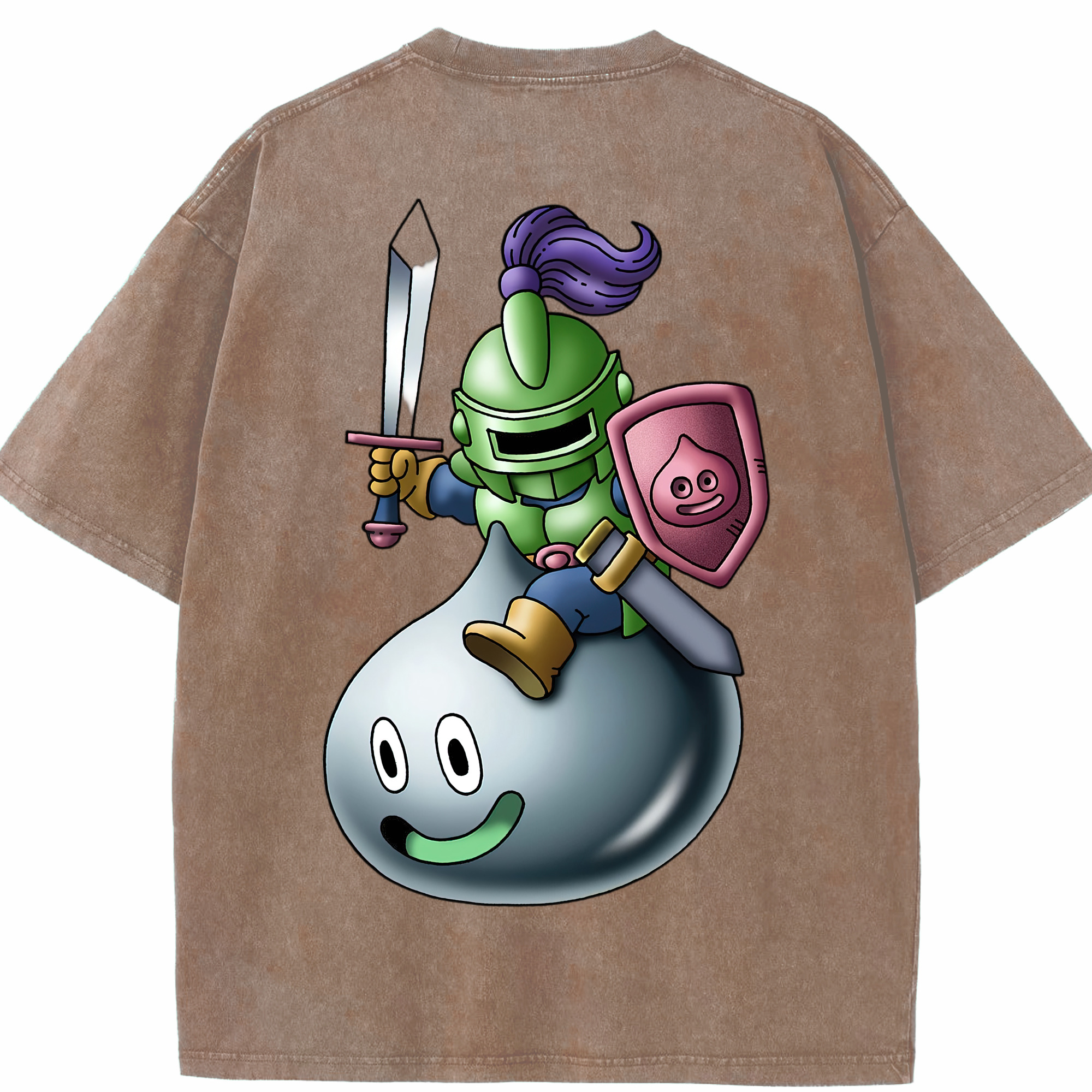 （画像用） ドラゴンクエスト Doragon Kuesuto Dragon Quest 綿100% ヴィンテージ風 半袖Tシャツ（背面プリント）