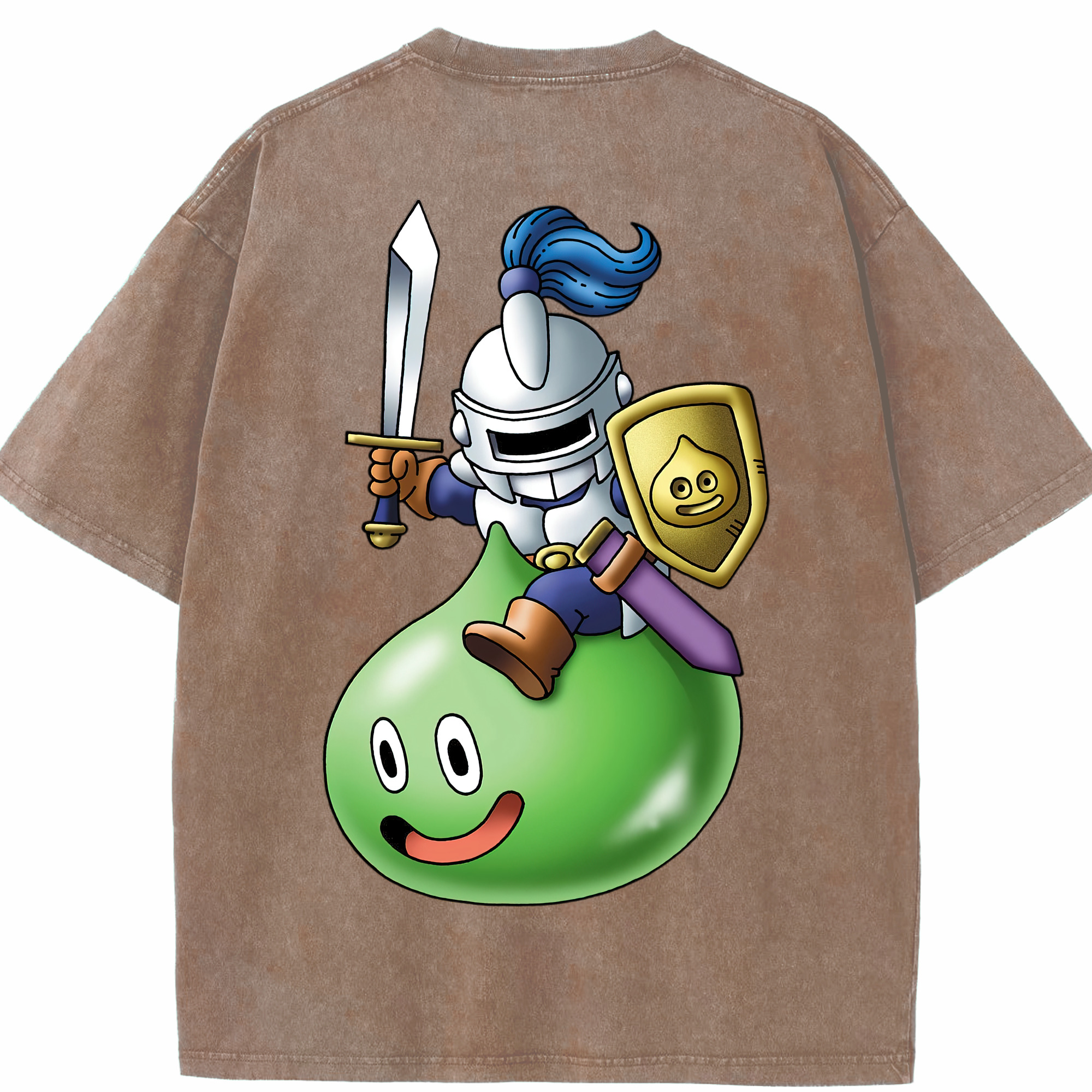 （画像用） ドラゴンクエスト Doragon Kuesuto Dragon Quest 綿100% ヴィンテージ風 半袖Tシャツ（背面プリント）
