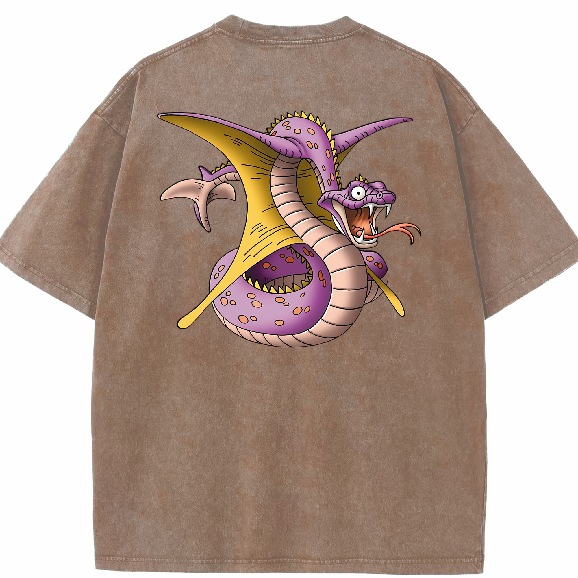 （画像用） ドラゴンクエスト Doragon Kuesuto Dragon Quest 綿100% ヴィンテージ風 半袖Tシャツ（背面プリント）