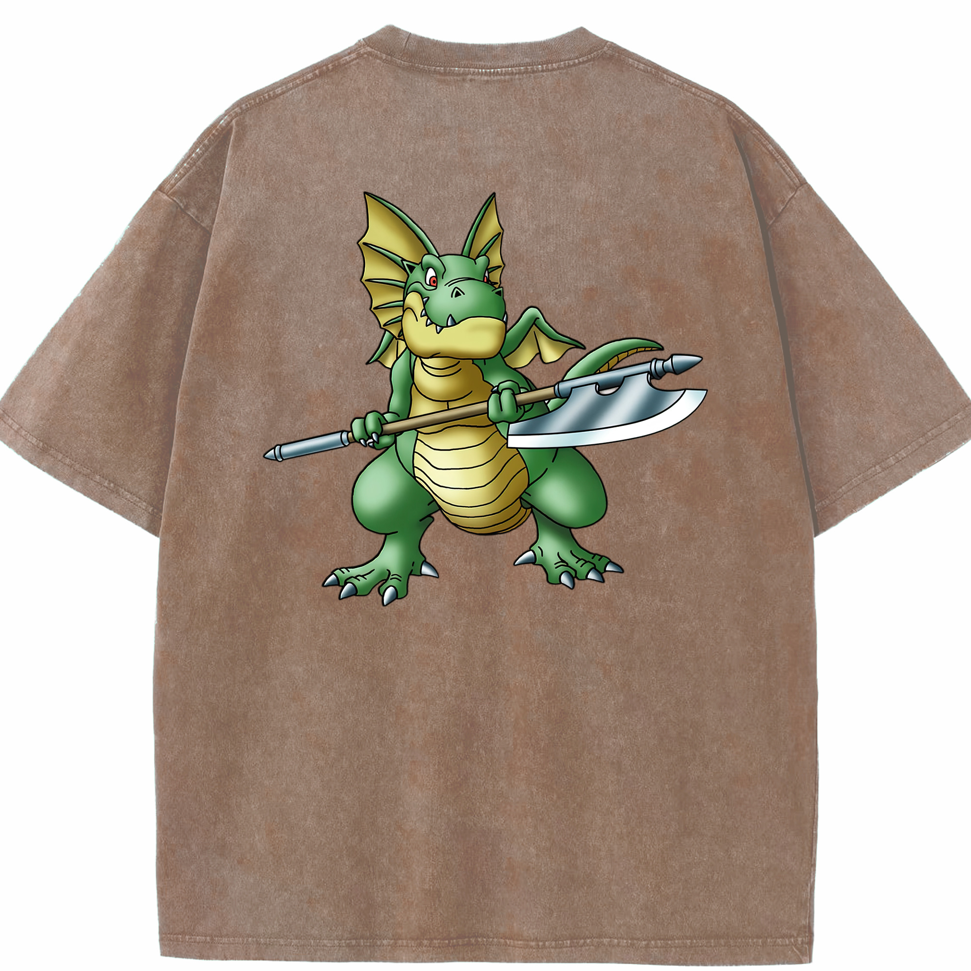 （画像用） ドラゴンクエスト Doragon Kuesuto Dragon Quest 綿100% ヴィンテージ風 半袖Tシャツ（背面プリント）